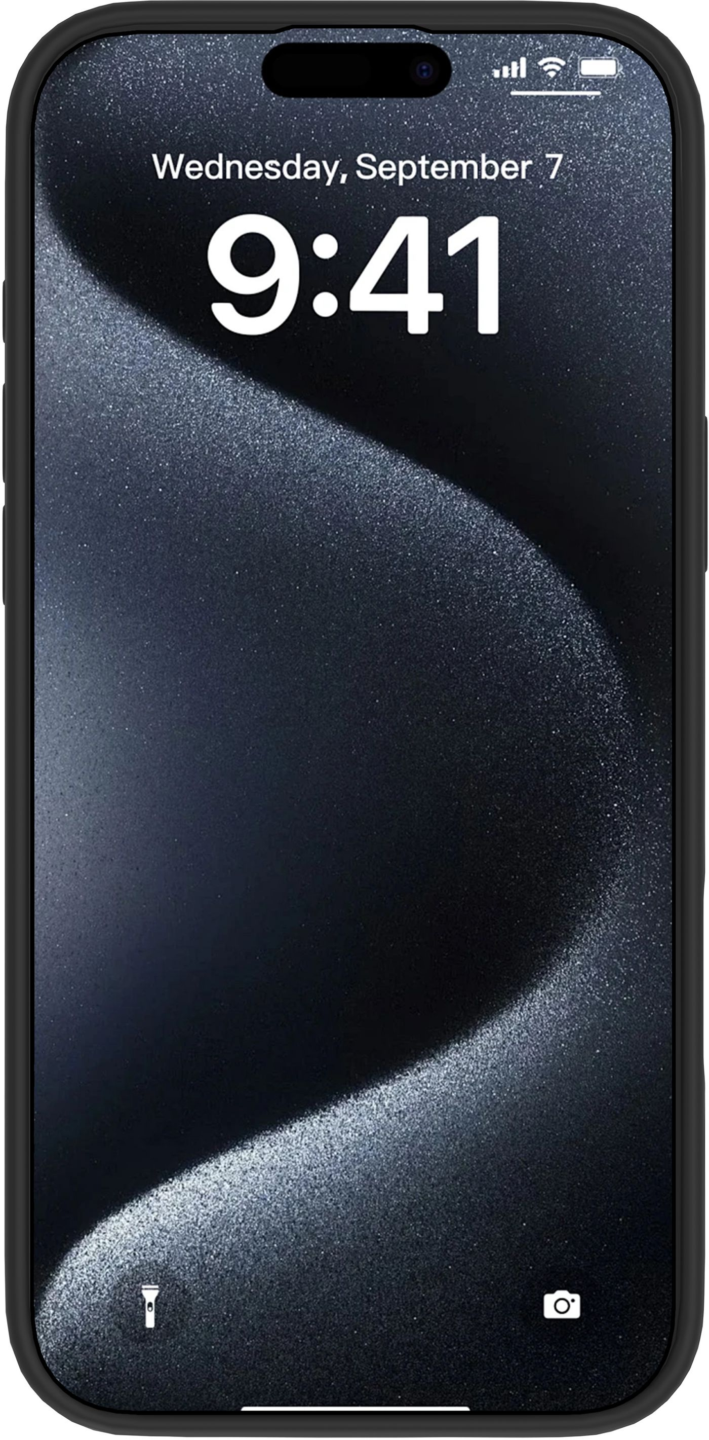 Uno smartphone nero con l'ora 9:41 visualizzata sullo schermo e la data è mercoledì 7 settembre.