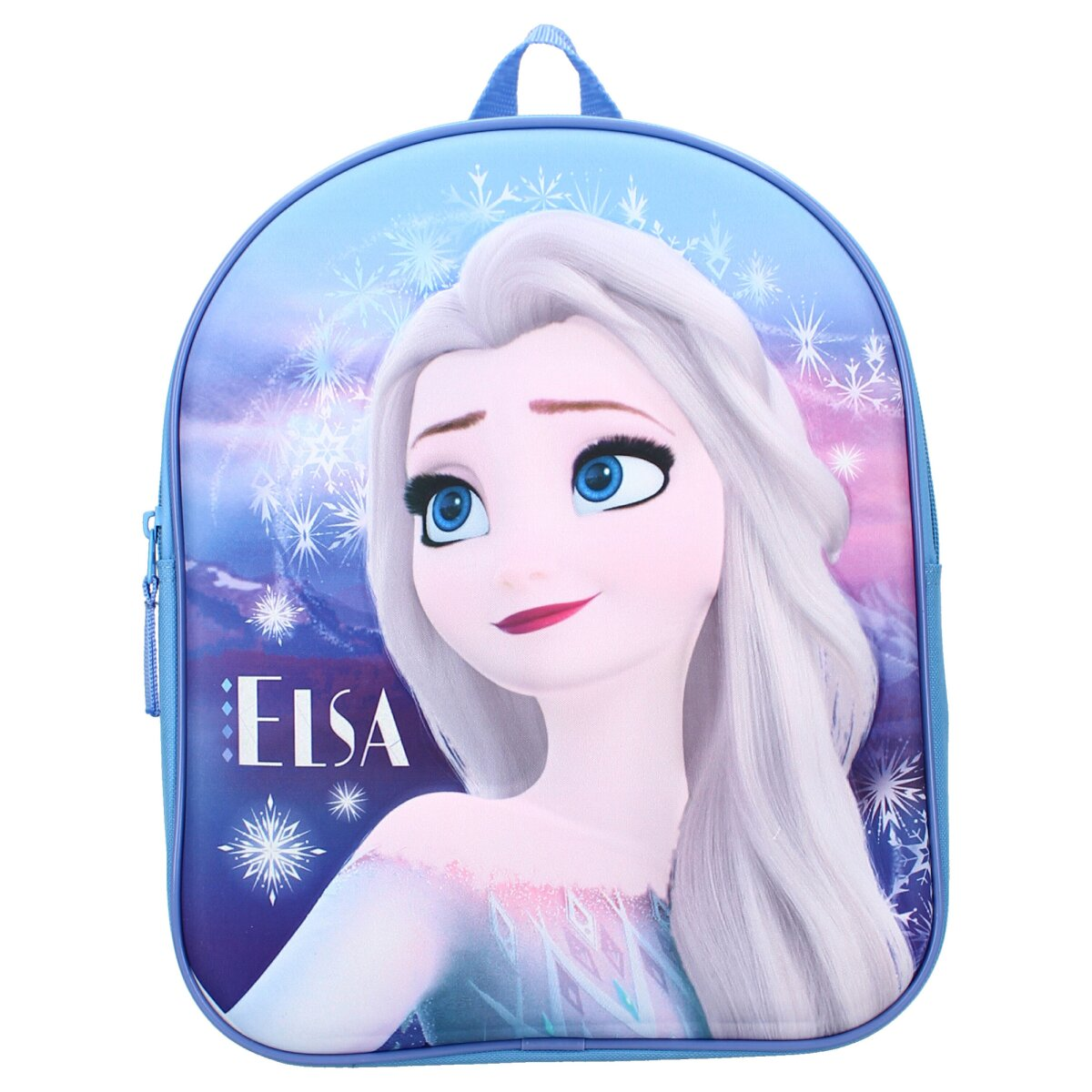 Blauer Rucksack mit Elsa aus Frozen auf der Vorderseite.