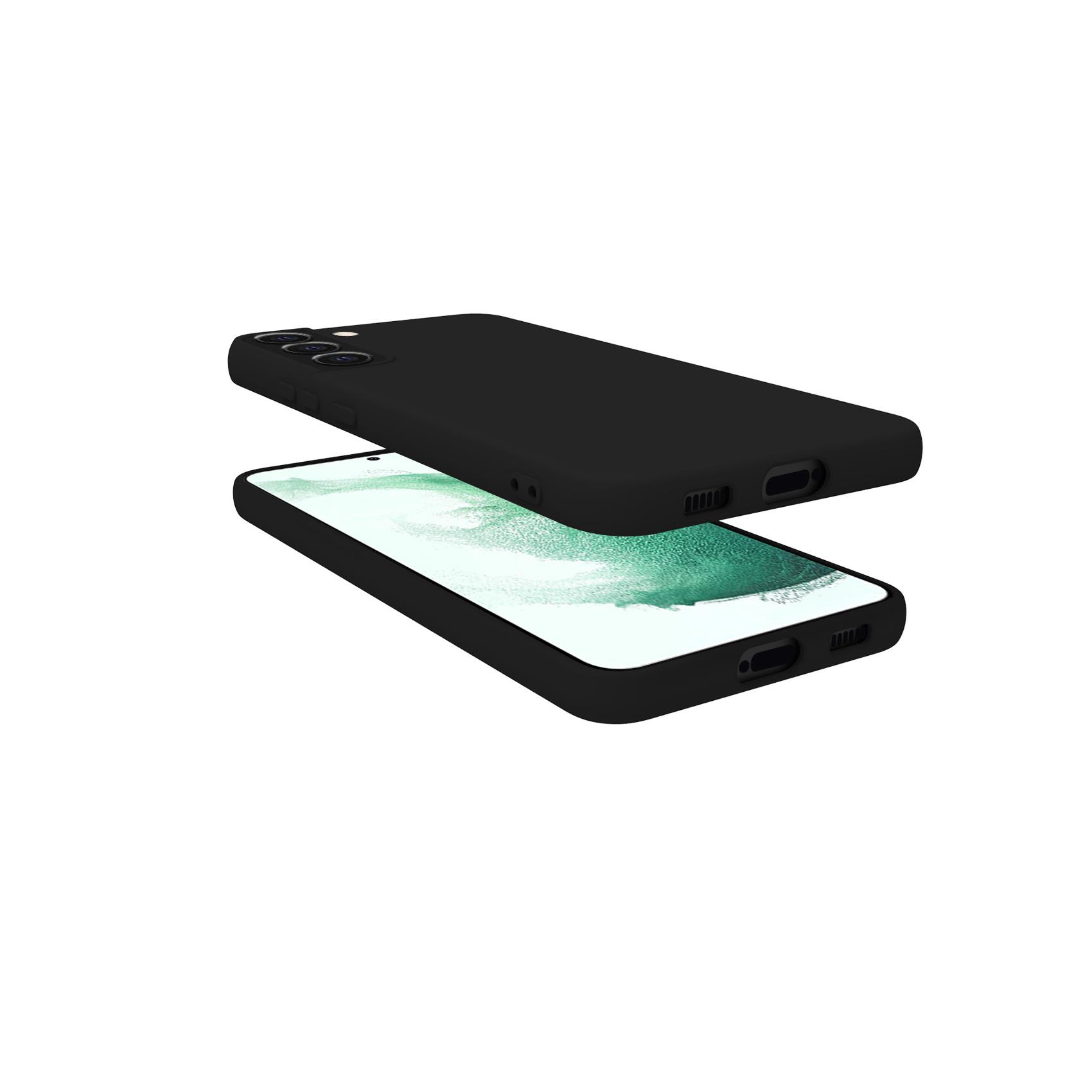 Due telefoni neri in custodie. Uno è sopra l'altro, mostrando la fotocamera e le porte inferiori.