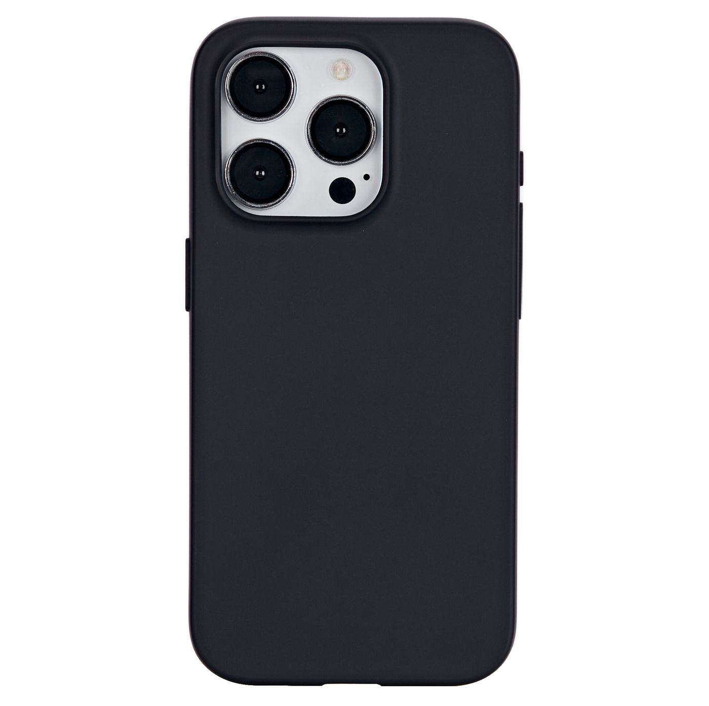 Custodia nera con configurazione a tripla fotocamera.