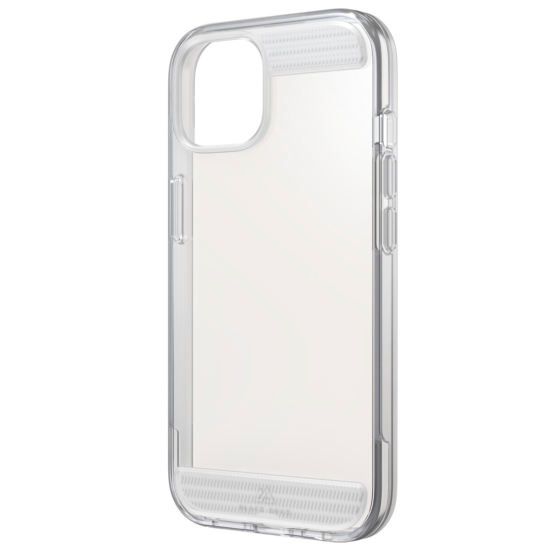 Transparente Handyhülle. Sie ist transparent und hat einen Ausschnitt für Kamera und Knöpfe.