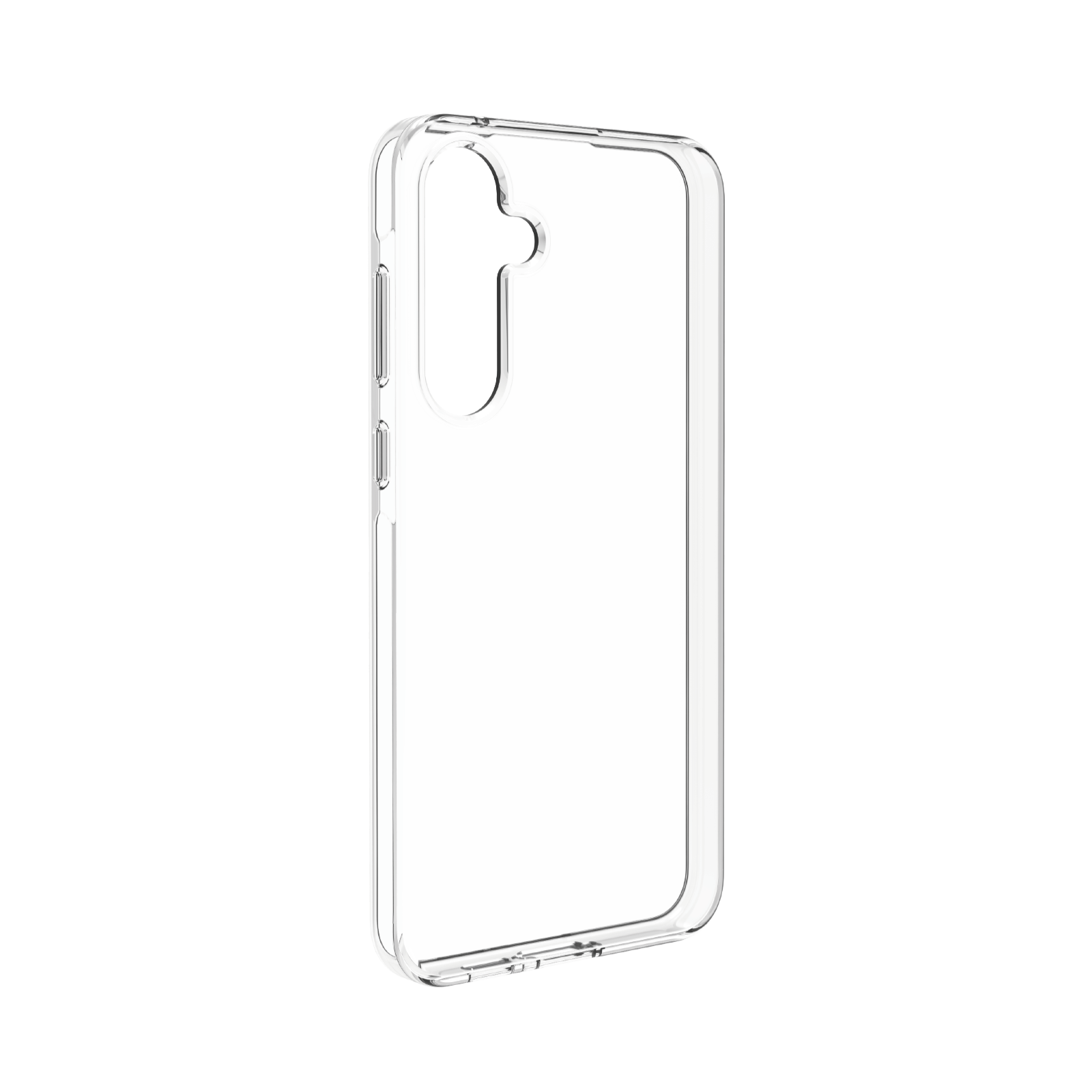 Custodia trasparente per telefono. Sfondo nero.