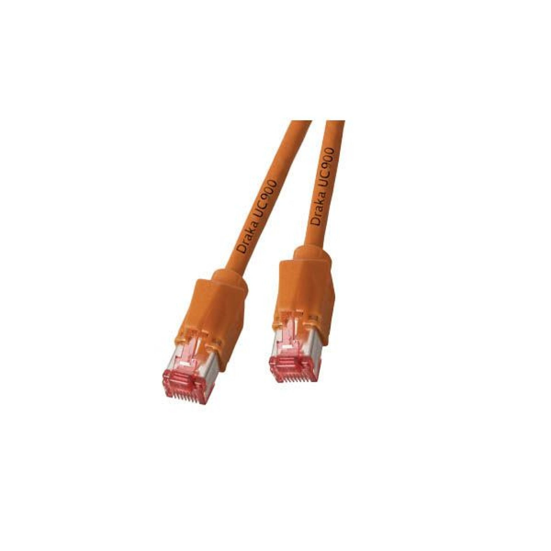 Due cavi di rete arancioni con connettori RJ45.