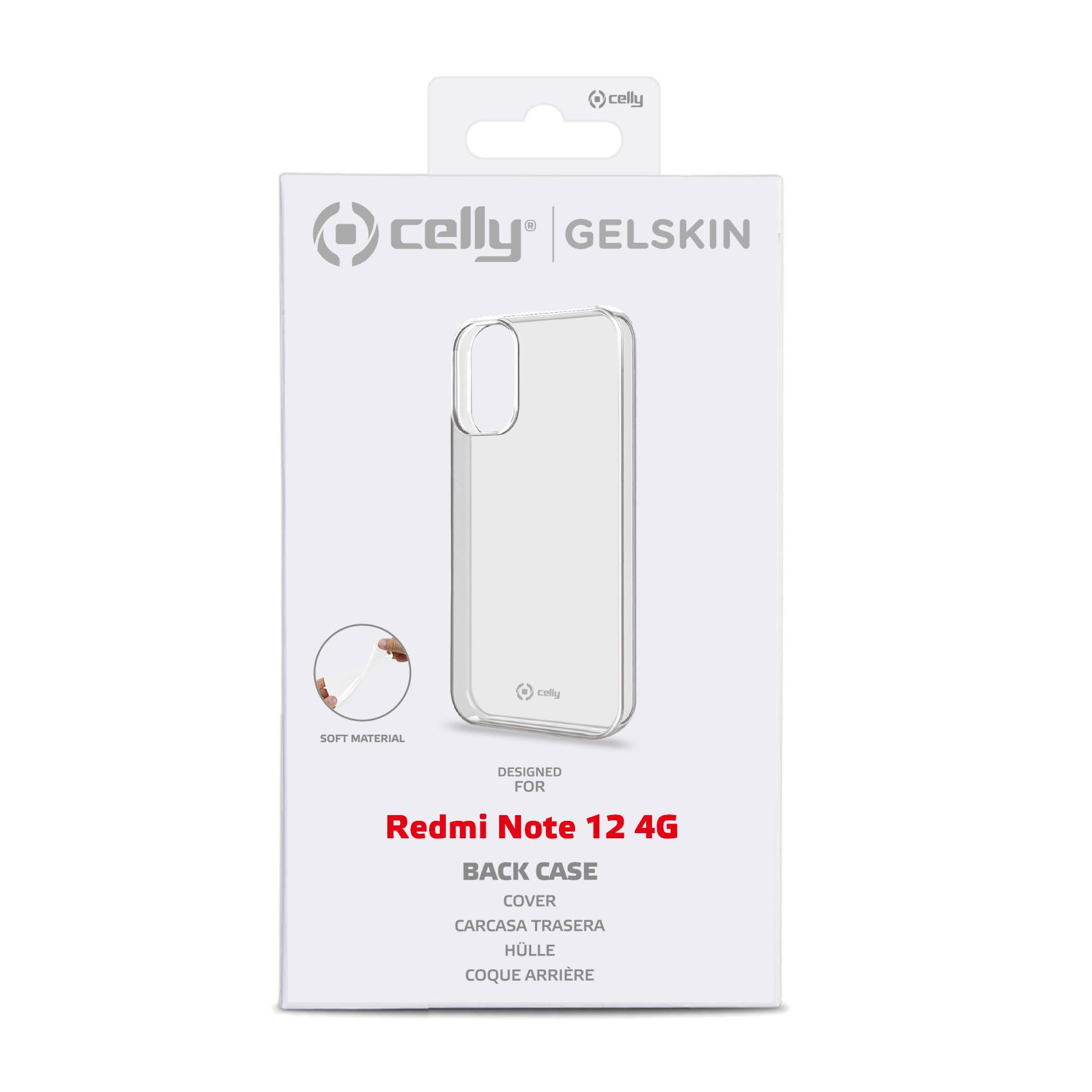 Confezione custodia per Redmi Note 12 4G. Scatola bianca con custodia trasparente.