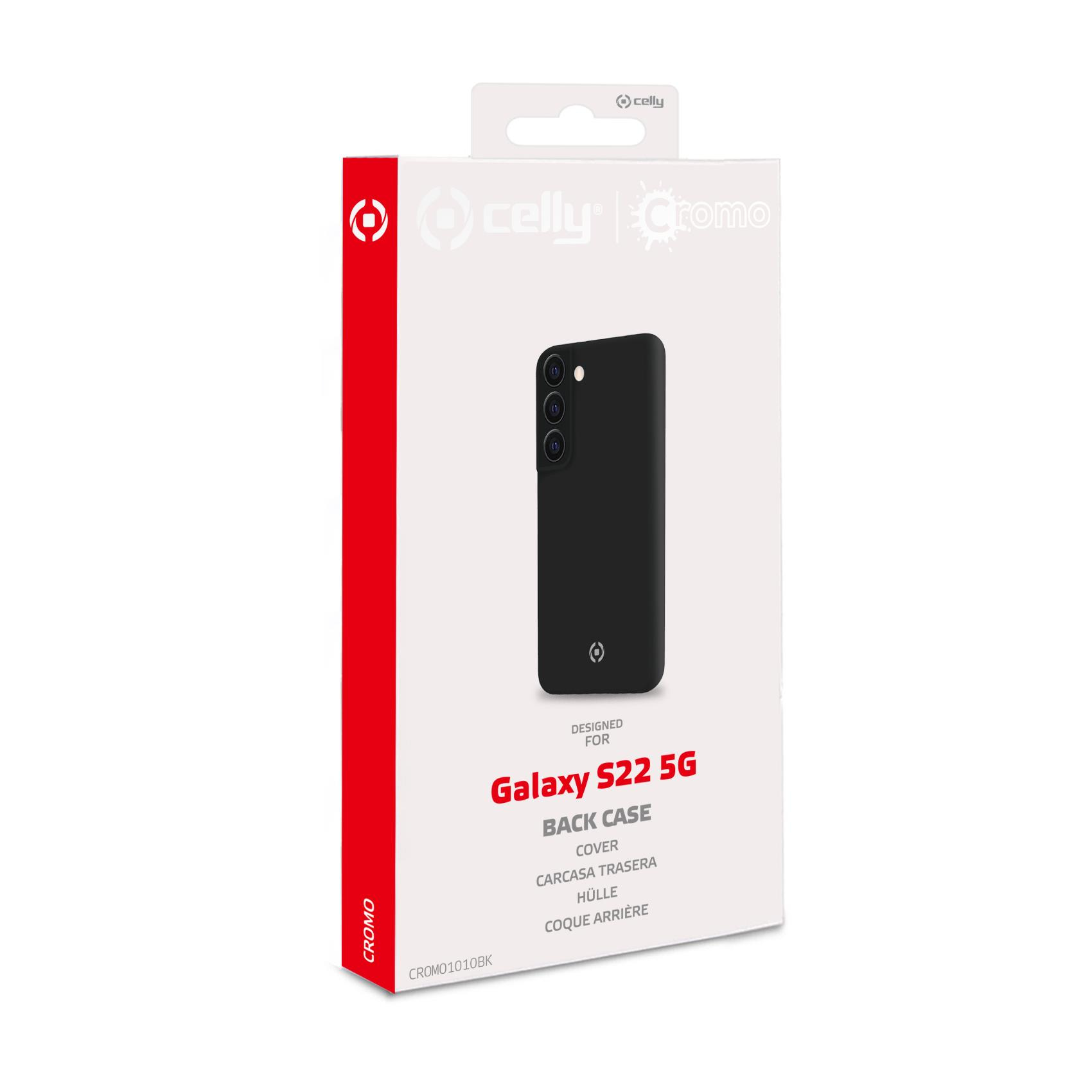 Scatola nera per custodia del telefono con design. Sfondo bianco con marchio rosso e nero.