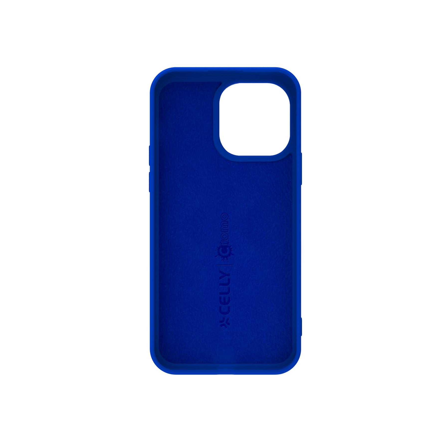 Interno di una custodia blu. L'interno della custodia è blu con un logo sopra.