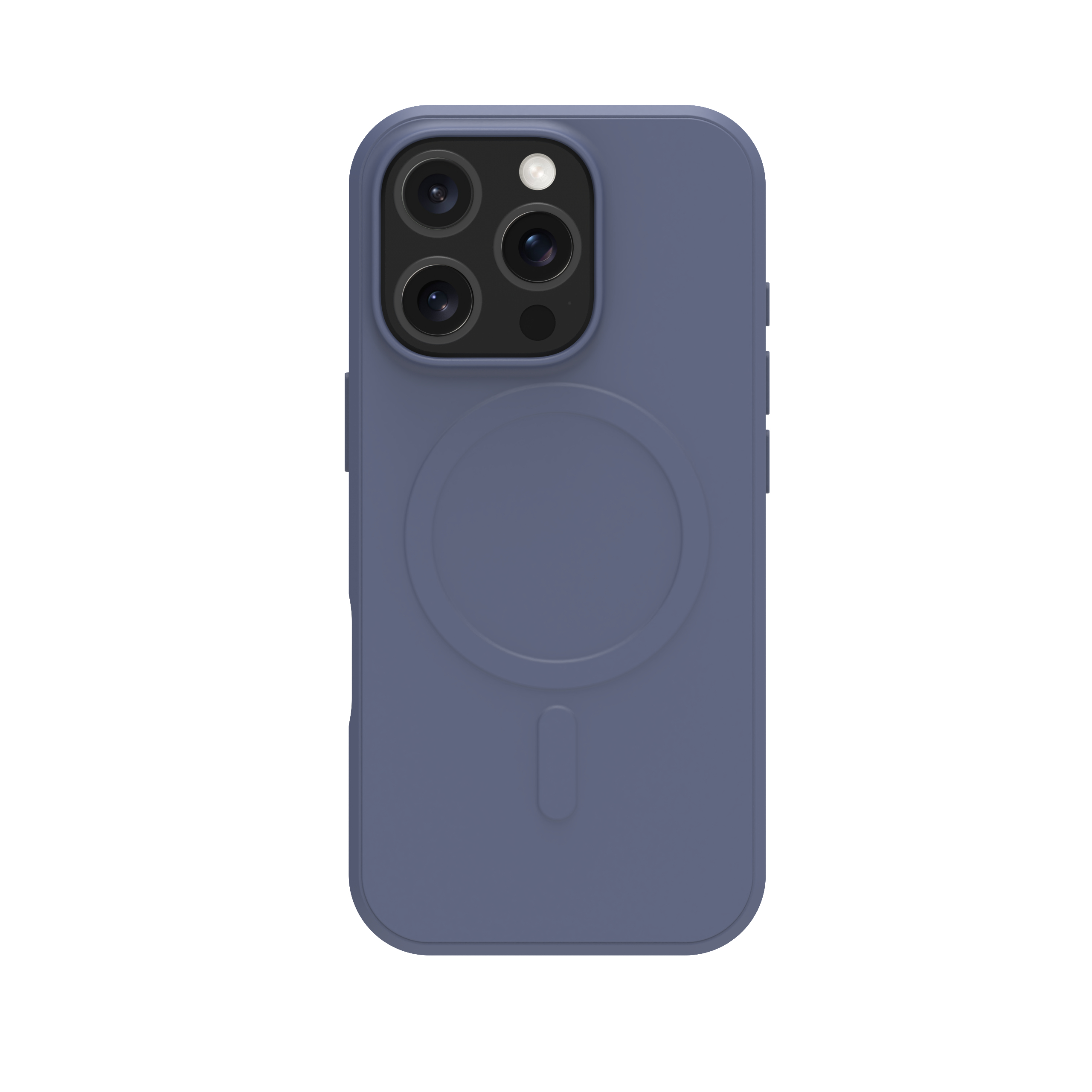 Custodia blu per telefono con tre fotocamere e un anello.