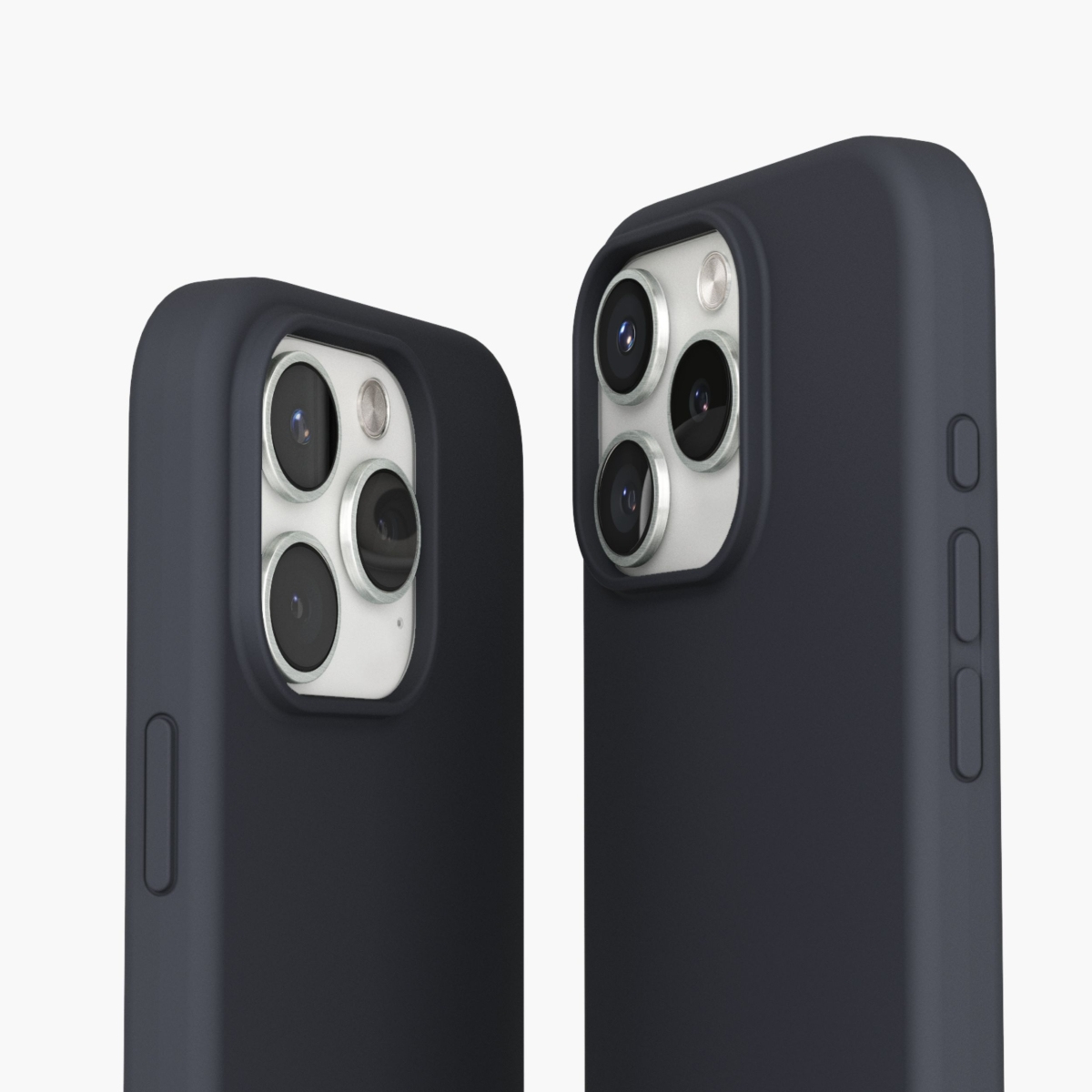 Due custodie per telefono, blu scuro, con ritagli per fotocamera.