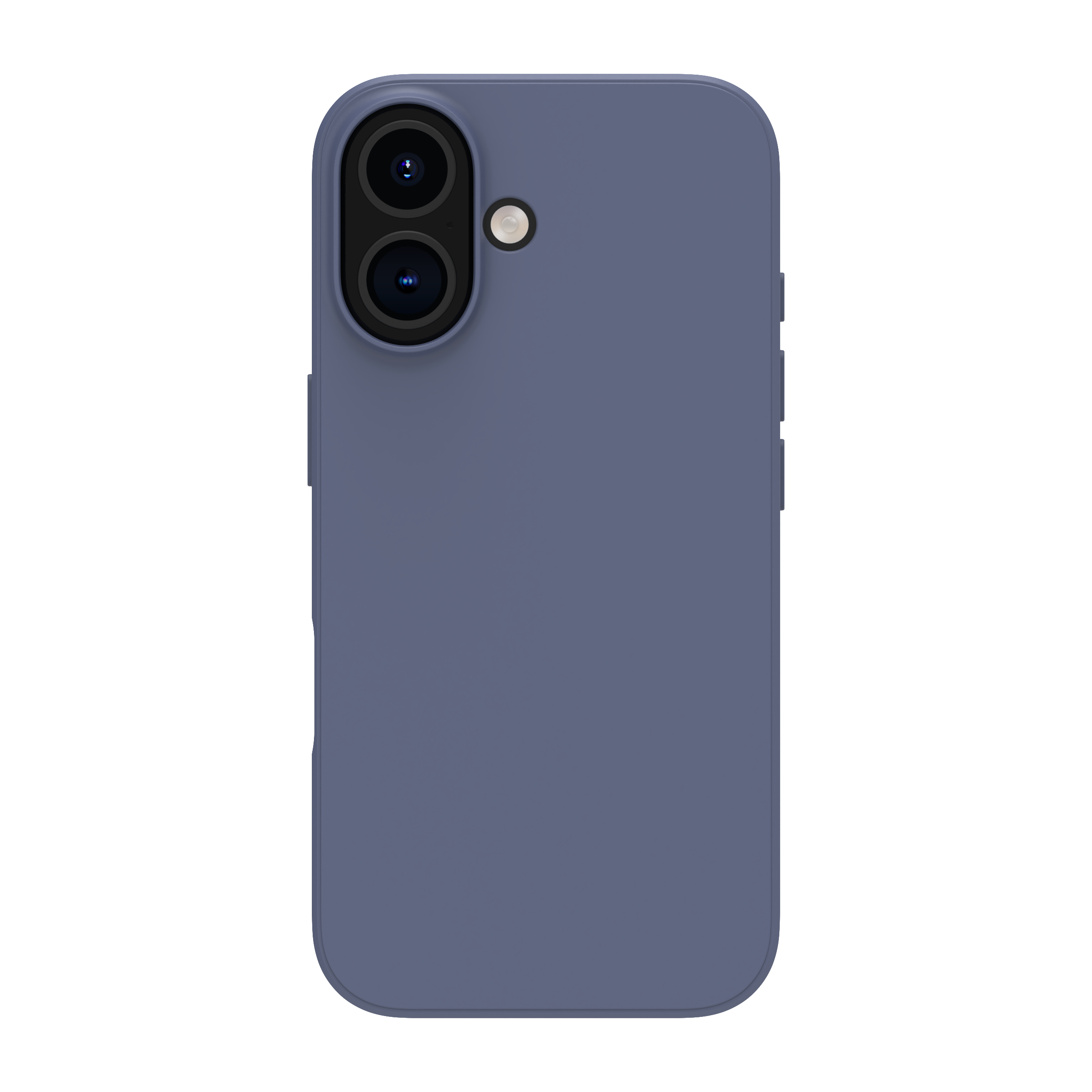Custodia blu per telefono con 2 fotocamere. Lo sfondo è bianco.