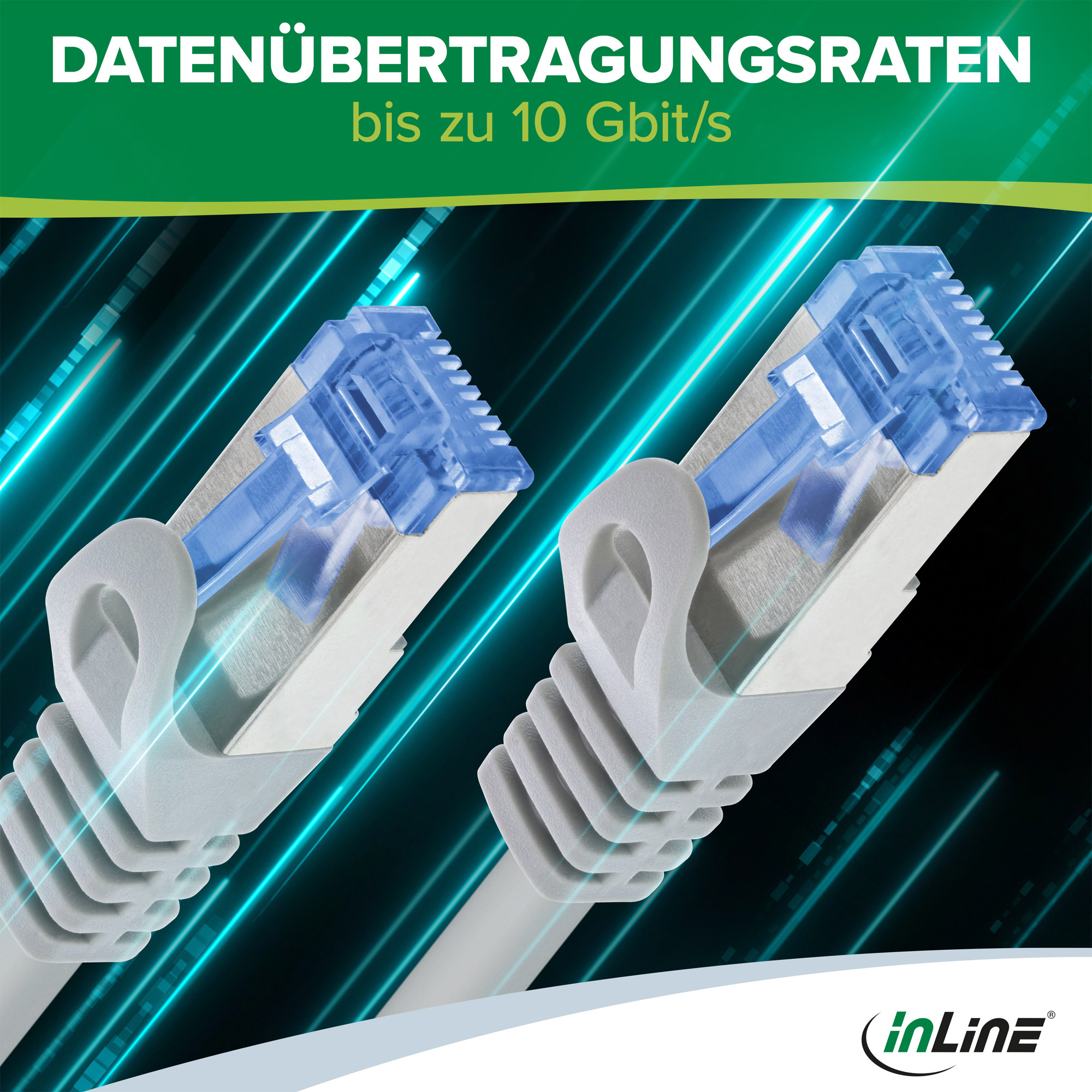 Dwa kable Ethernet z niebieskimi złączami i białymi kablami.