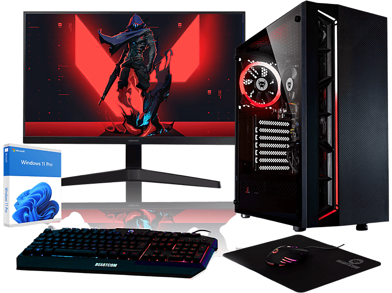 BEASTCOM Q3 | Essential Gaming, PC Komplettsystem mit AMD Ryzen™ 3, 16 GB RAM, 512 GB SSD, AMD Radeon™ RX Vega 8, Windows 11 Pro