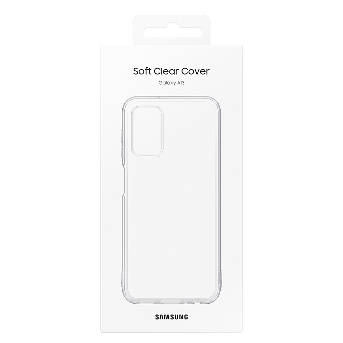 Clear phone case in a white box. The case is designed for a Samsung Galaxy A13 phone.