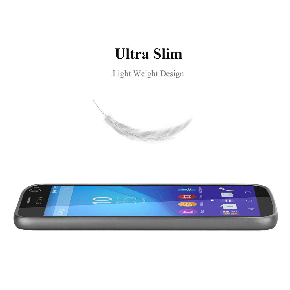 Ein graues Smartphone wird horizontal angezeigt, mit einer Feder und Text darüber auf weißem Hintergrund.