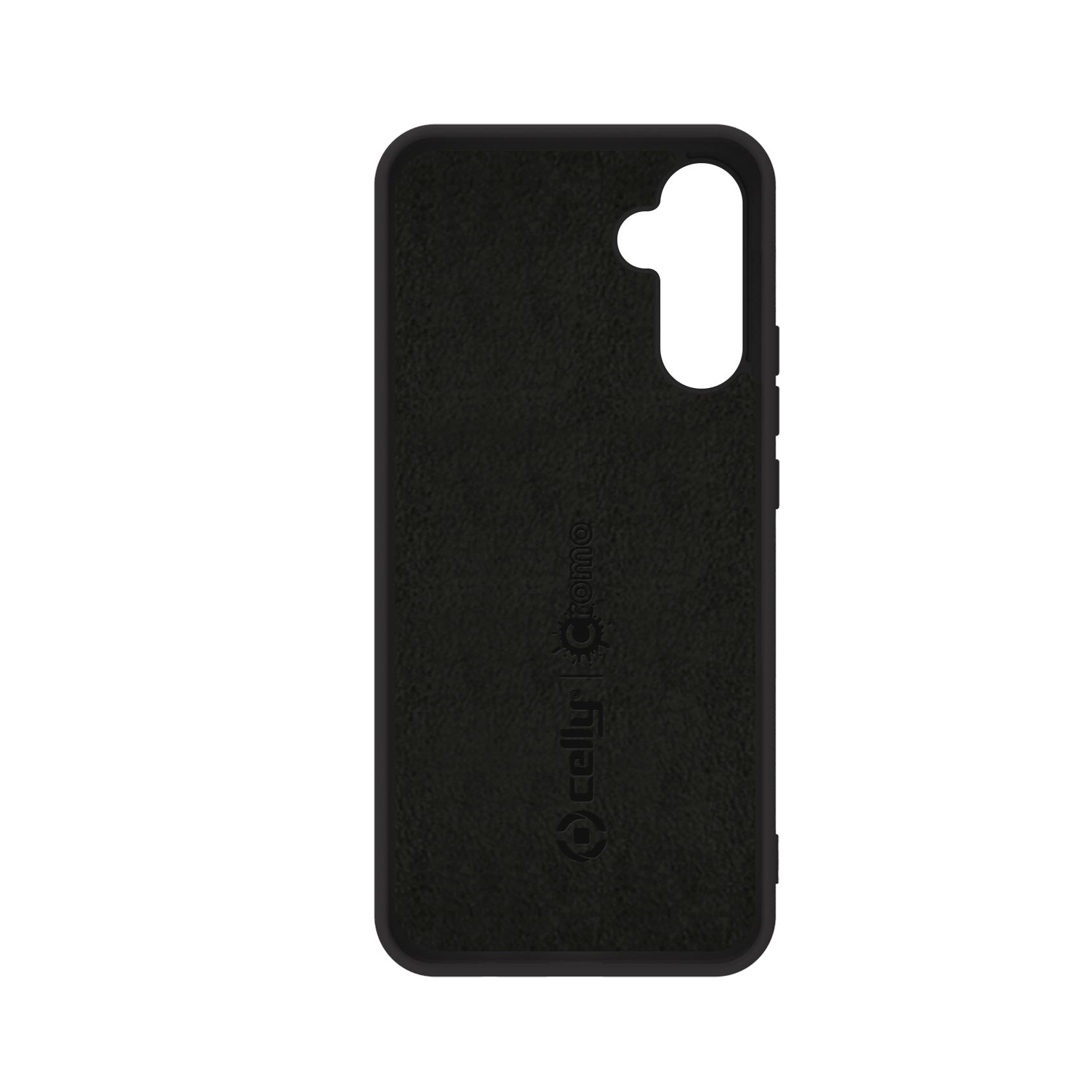Schwarze Handyhülle mit einem Logo und dem Text 'celly cromo'.
