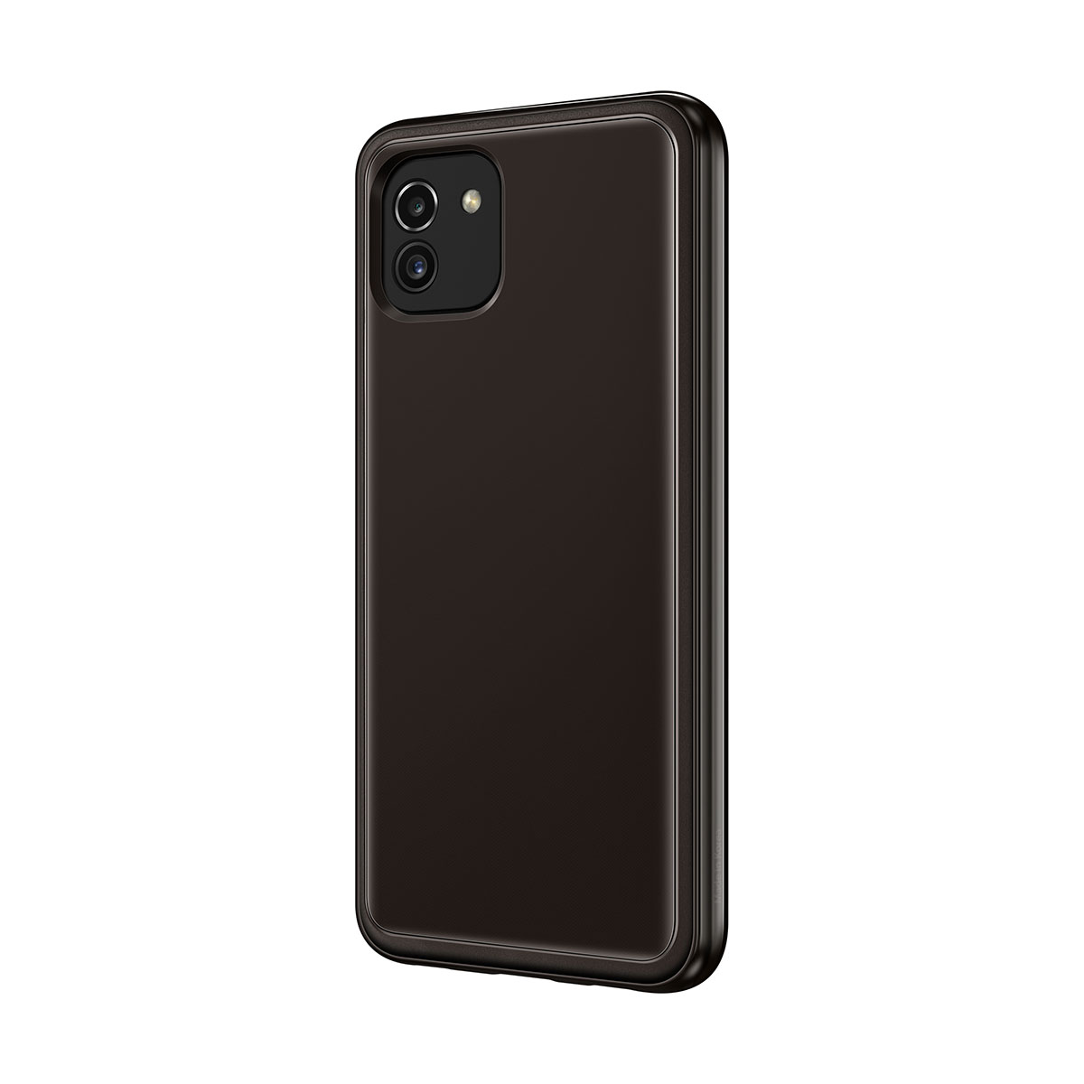 Dark grey phone case with brown accents. The back of the phone case is visible.