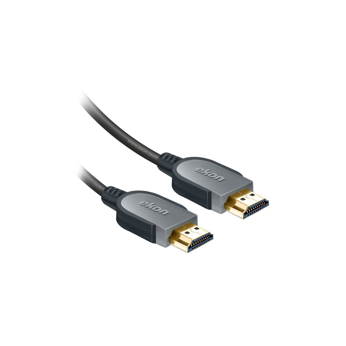 Dos cables HDMI con conectores grises, marca 'ekon' visible.