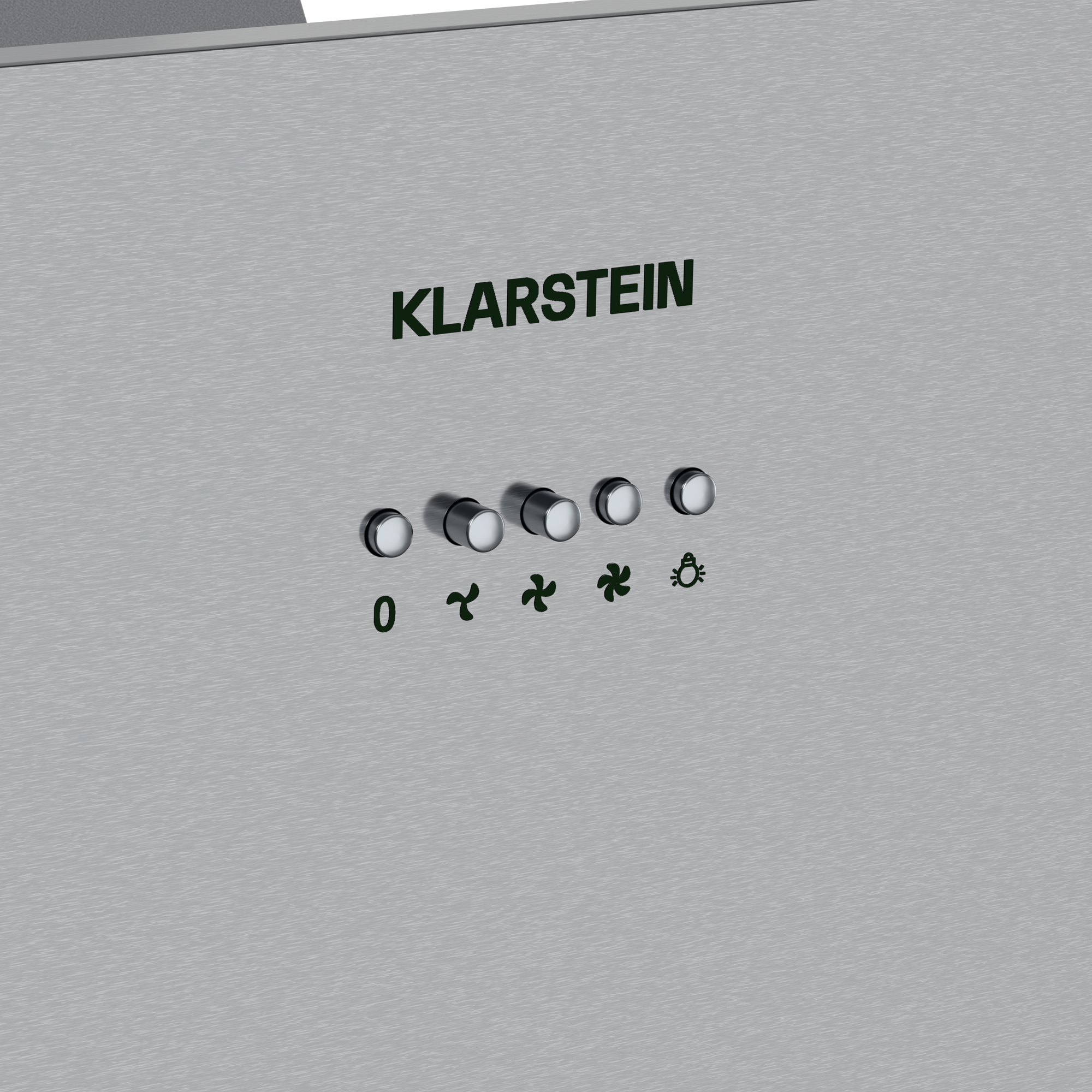 Primer plano del panel de control de una campana extractora con botones.