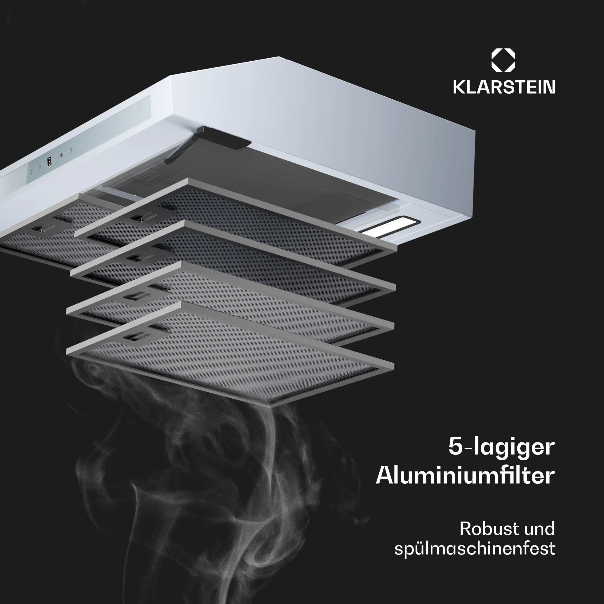 Immagine mostra i filtri di una cappa aspirante. Menzoina filtro alluminio a 5 strati, lavabile.