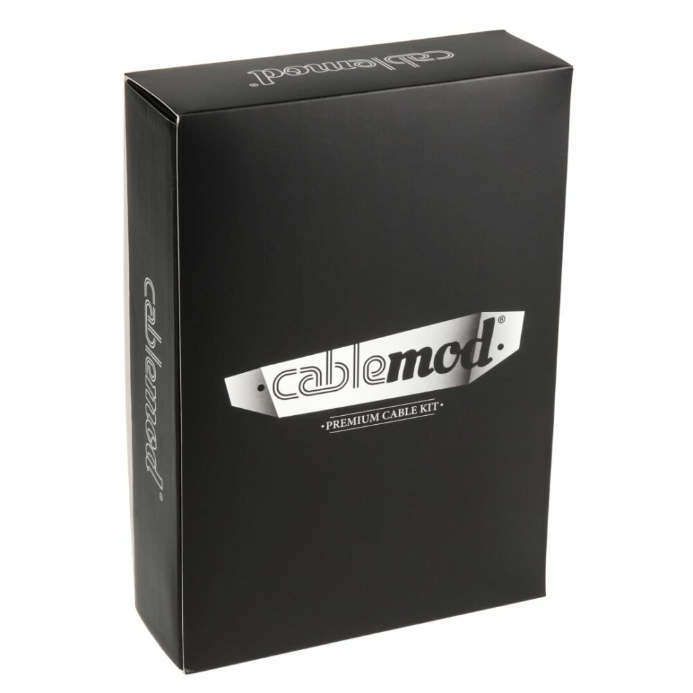 Scatola nera con testo e logo "cablemod" bianco. Kit cavi premium.