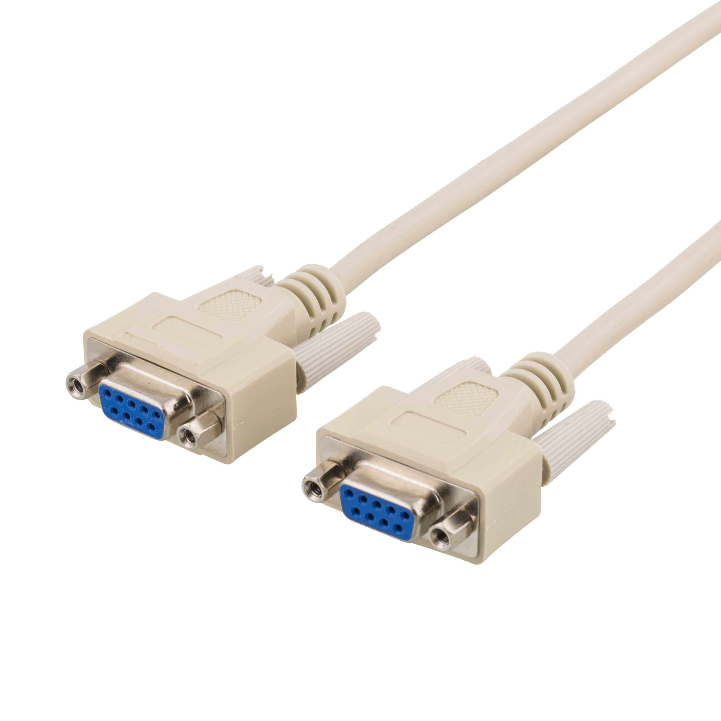 Due connettori beige collegati a un cavo su sfondo bianco.