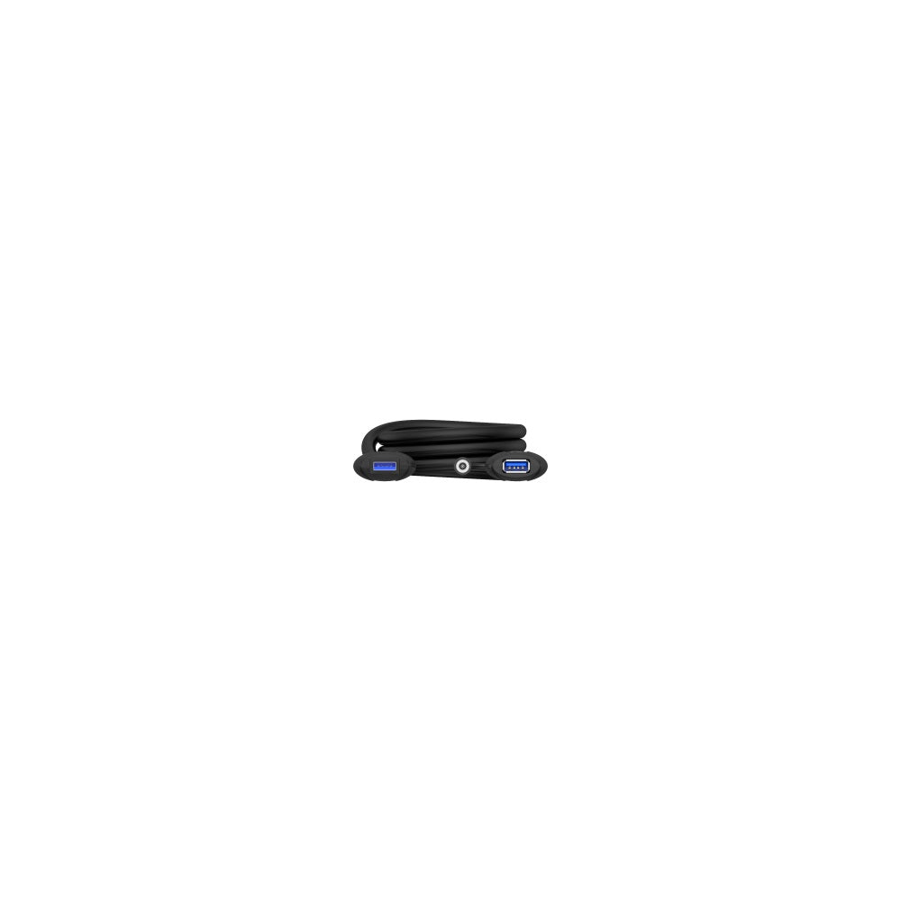 Hub USB nero con un connettore USB-A maschio e due porte USB-A femmina.