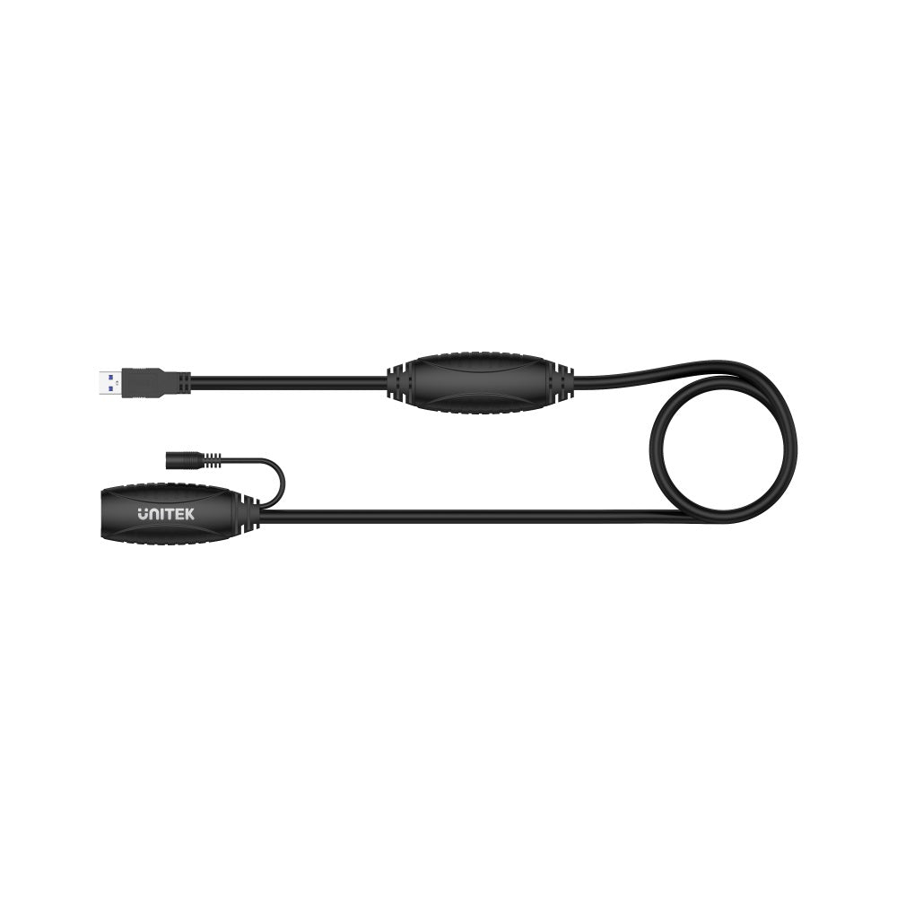 Cavo di prolunga USB nero con connettore USB-A maschio e femmina e etichetta Unitek.