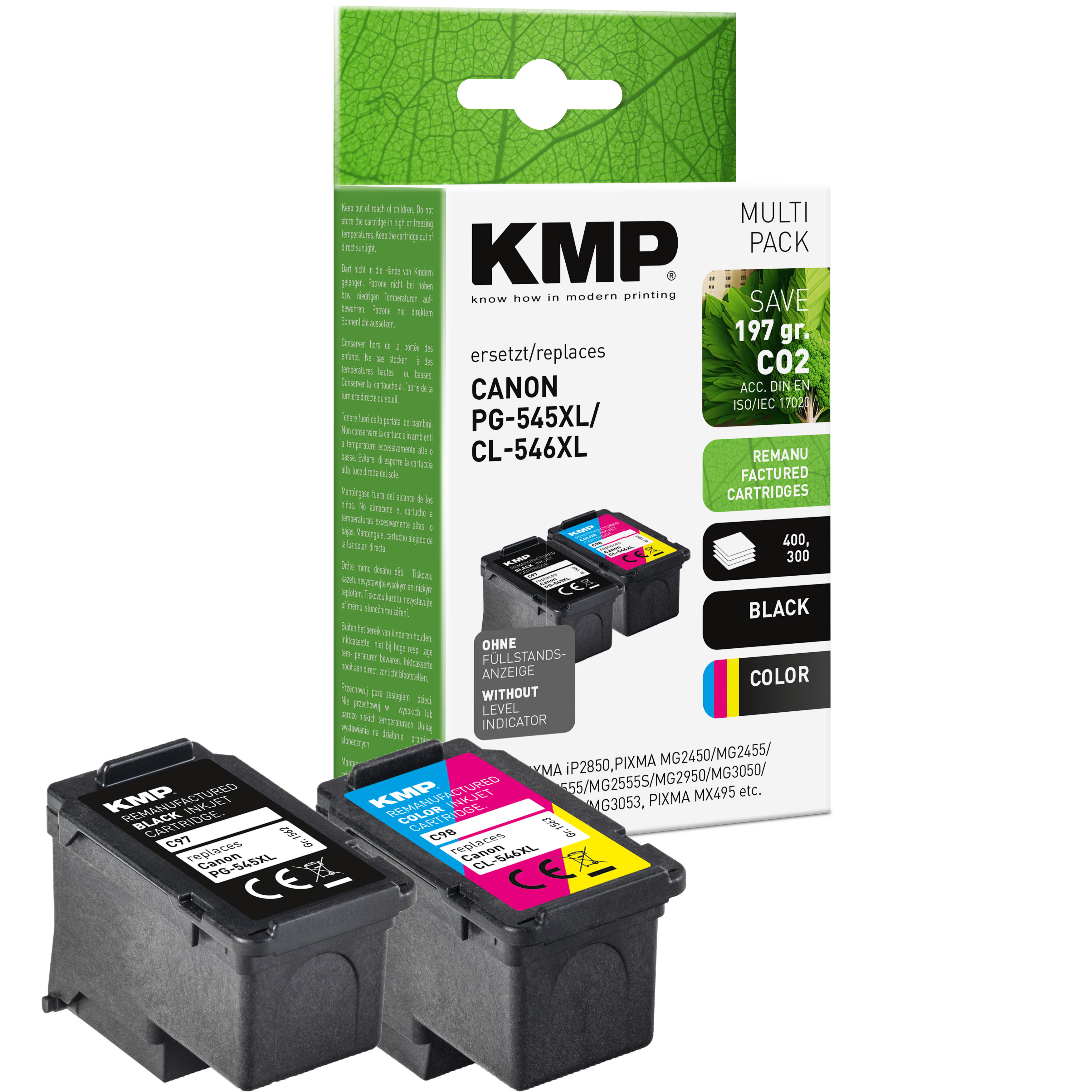 Cartucce d'inchiostro KMP multipack, sostituiscono Canon PG-545XL/CL-546XL. Diverse cartucce.
