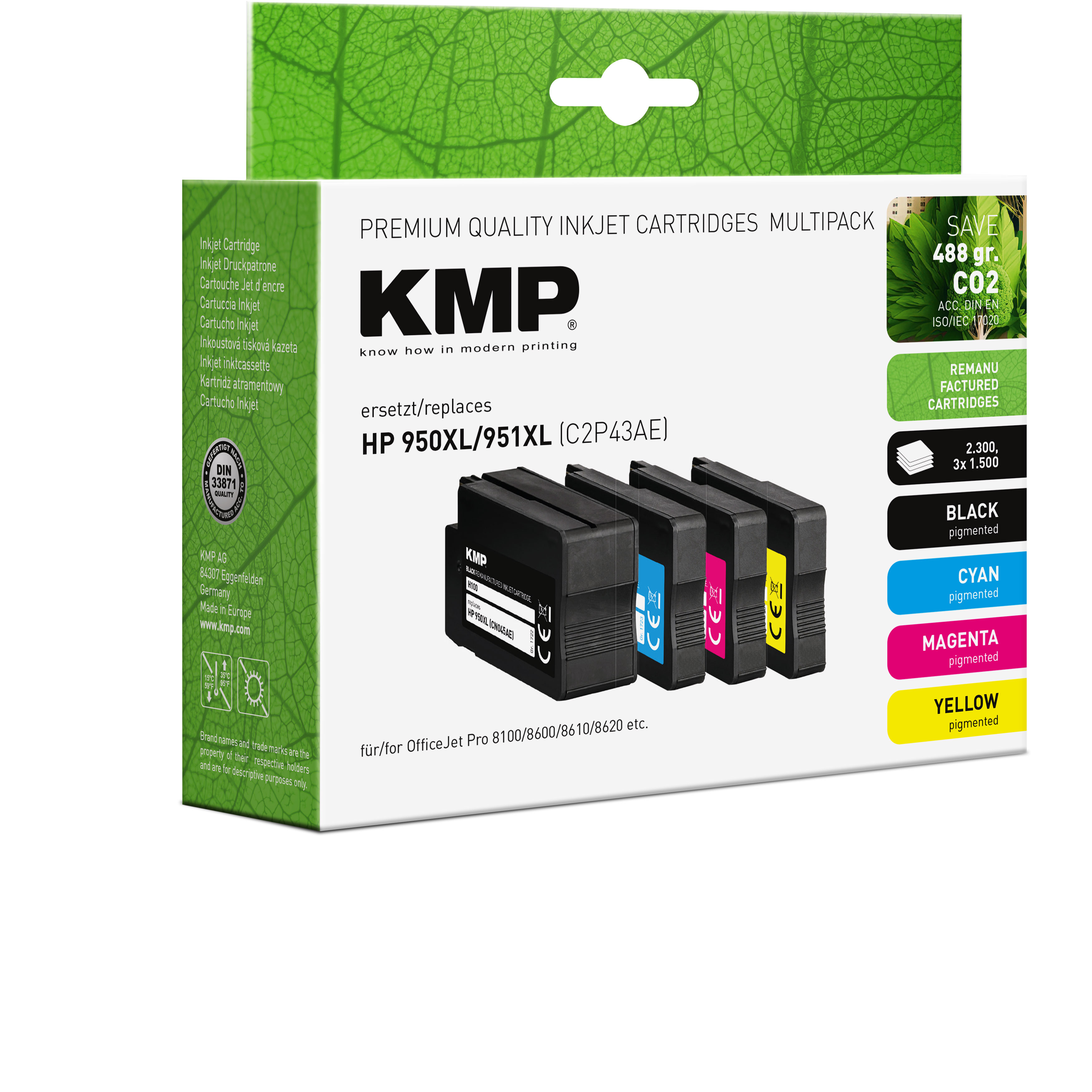 Multipack KMP wkładów atramentowych, czarny, cyjan, magenta, żółty do drukarek HP.