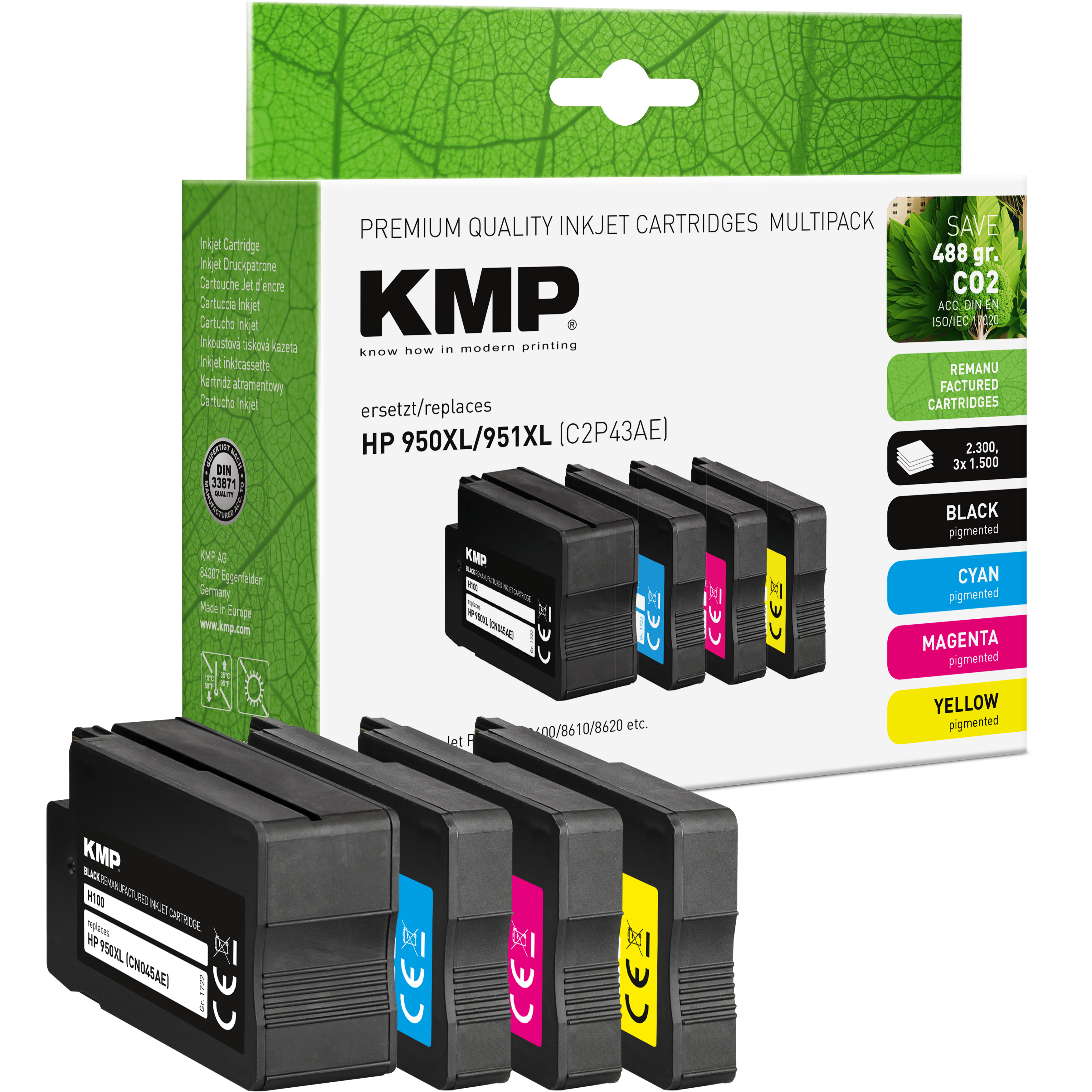 Multipack KMP wkładów atramentowych, czarny, cyjan, magenta, żółty do drukarek HP.