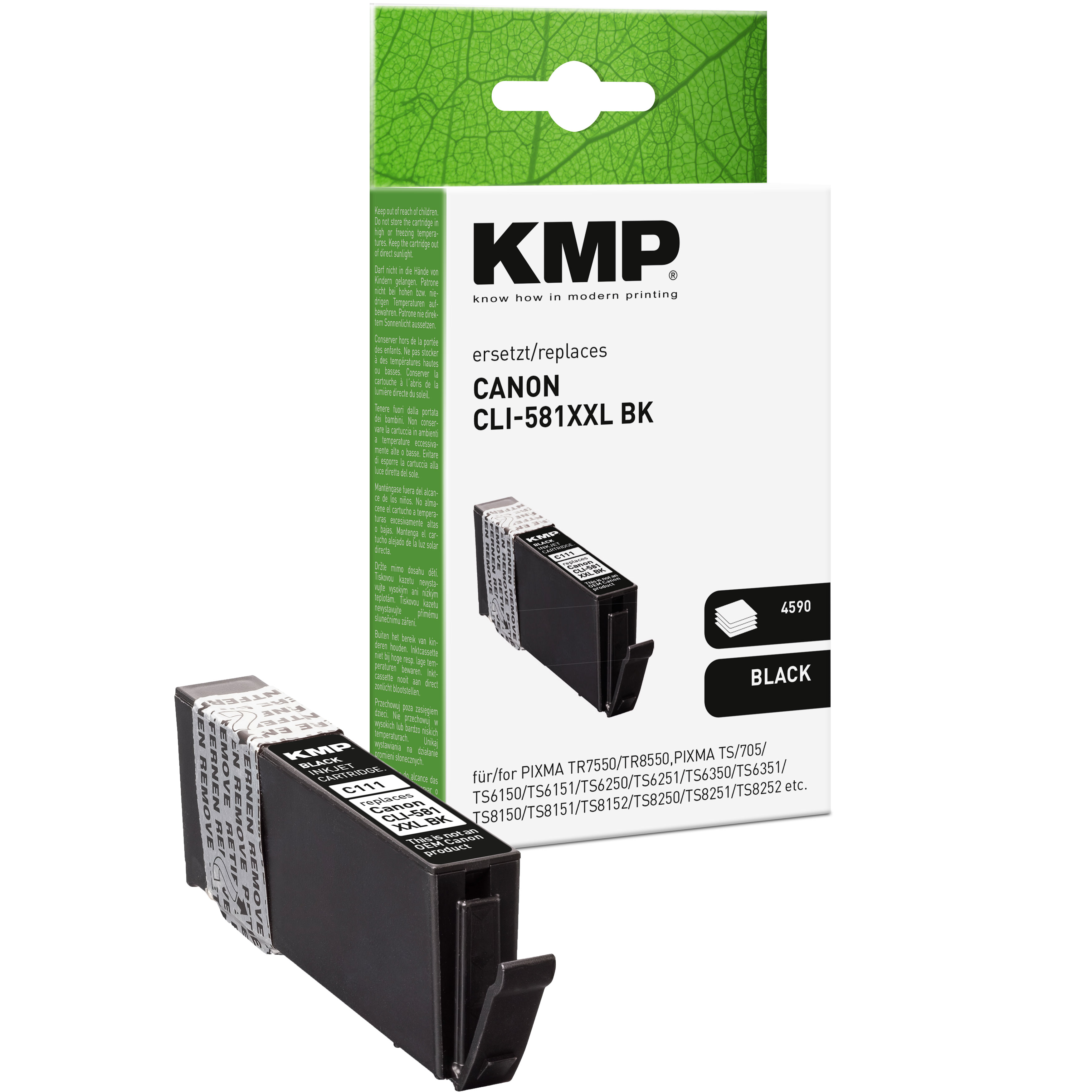 KMP schwarze Tintenpatrone für Canon-Drucker.