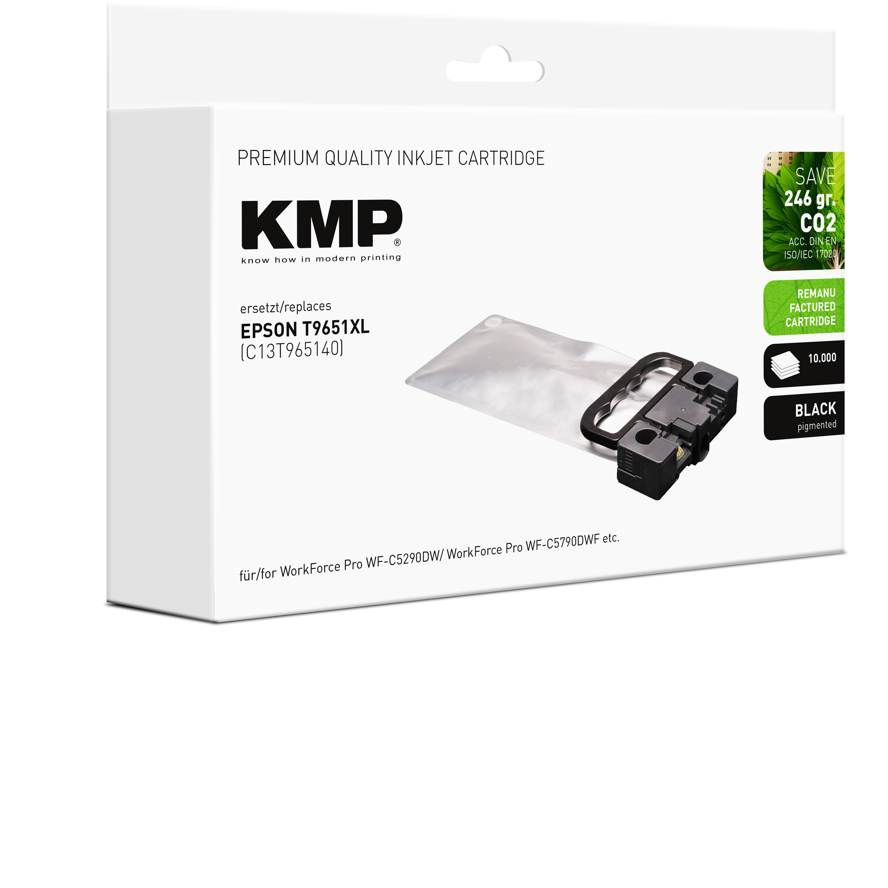 Pudełko z wkładem atramentowym. Pudełko ma tekst.