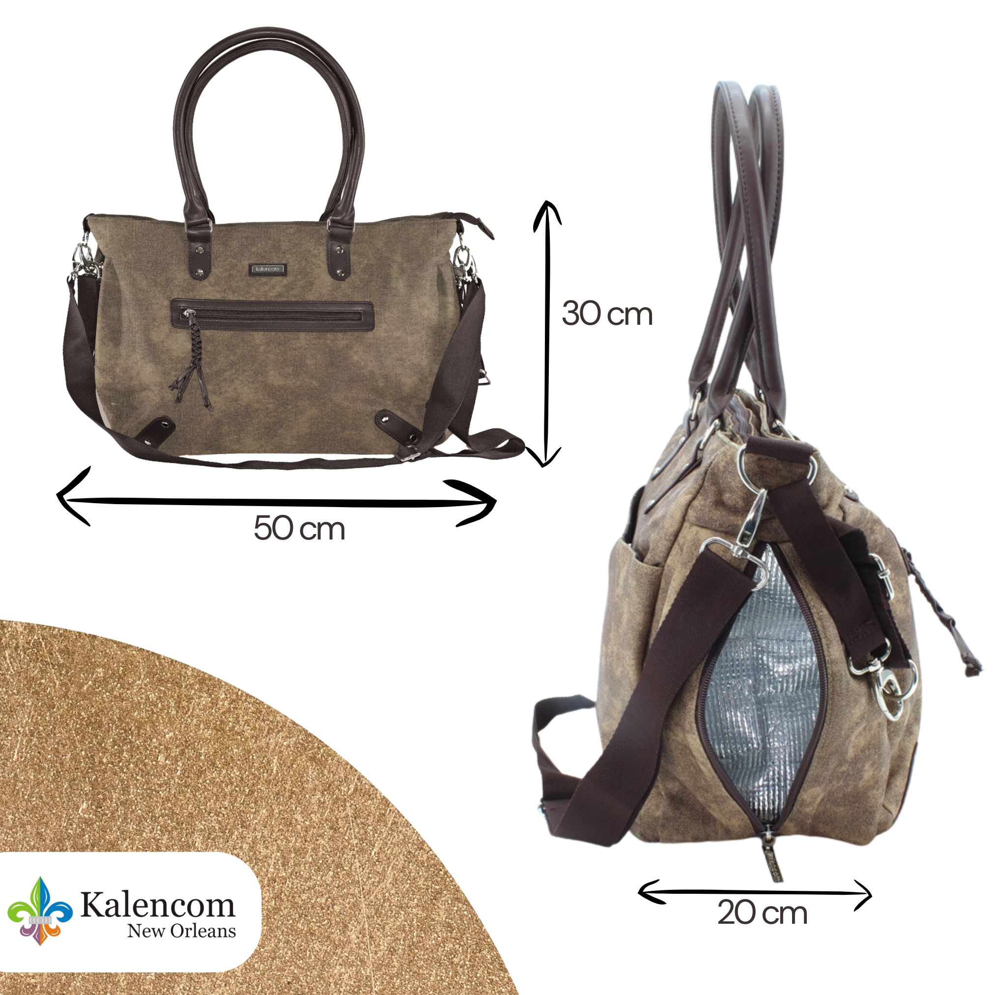 Braune Wickeltasche, Maße 50cm x 30cm x 20cm, mit langem Gurt.
