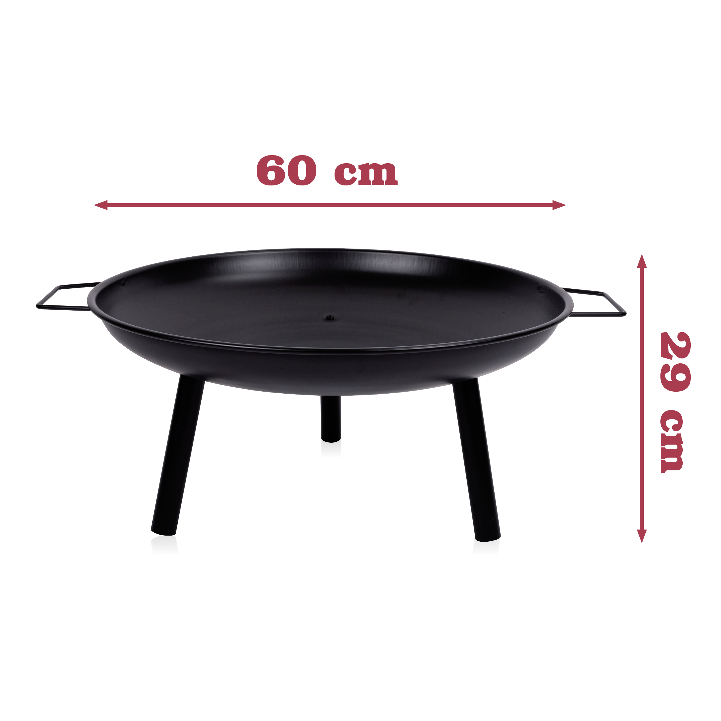 Zwarte vuurplaats, afmetingen 60cm diameter en 29cm hoogte.