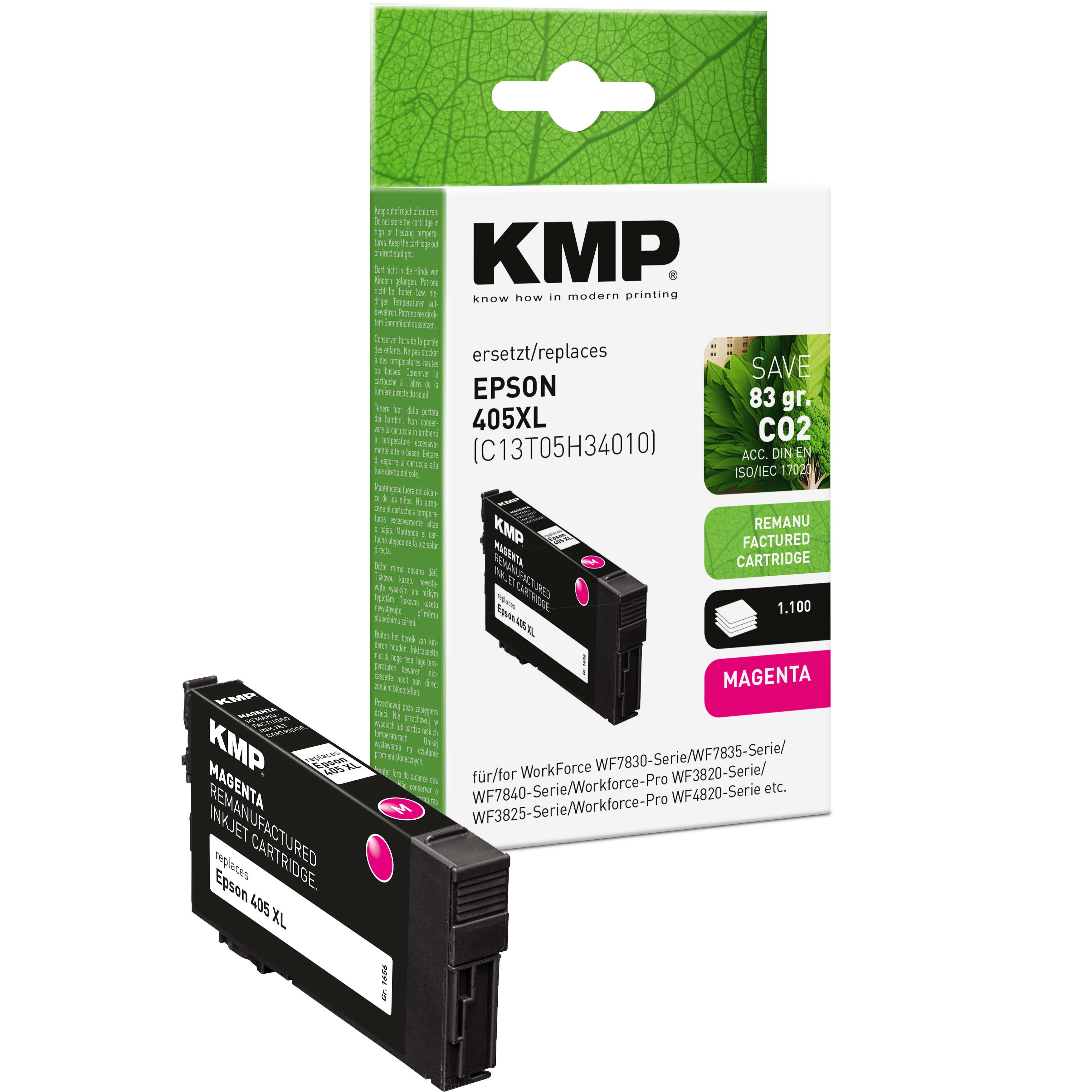 Confezione della cartuccia d'inchiostro magenta KMP.
