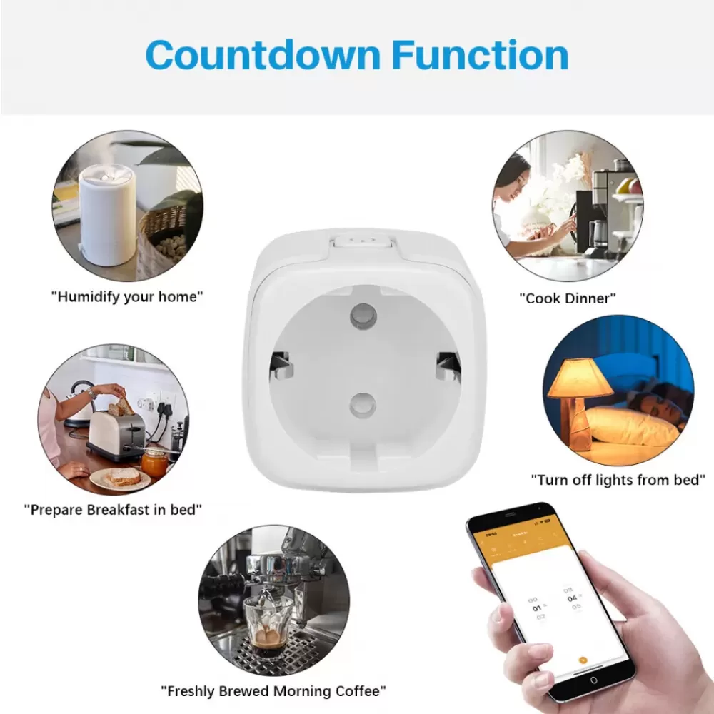 Ein intelligenter Stecker mit mehreren Funktionen: Zuhause befeuchten, Abendessen kochen, Lichter ausschalten, Kaffee kochen.