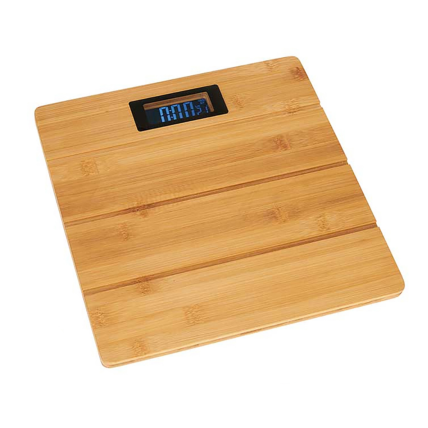 Bilancia da cucina in bambù con display digitale che mostra '0.000'.