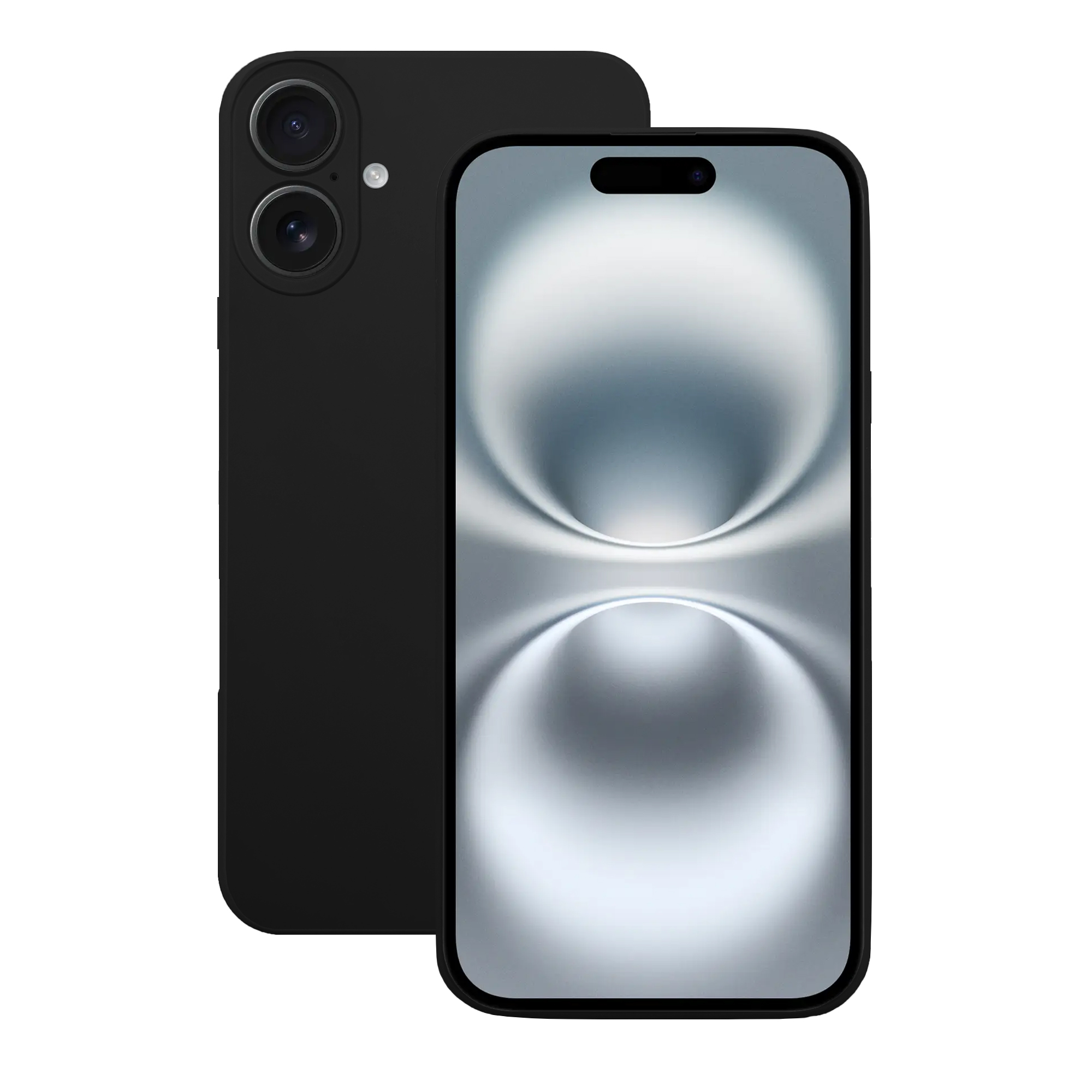 Schwarzes Telefon mit zwei Kameras hinten. Der Bildschirm hat ein gekrümmtes Design.