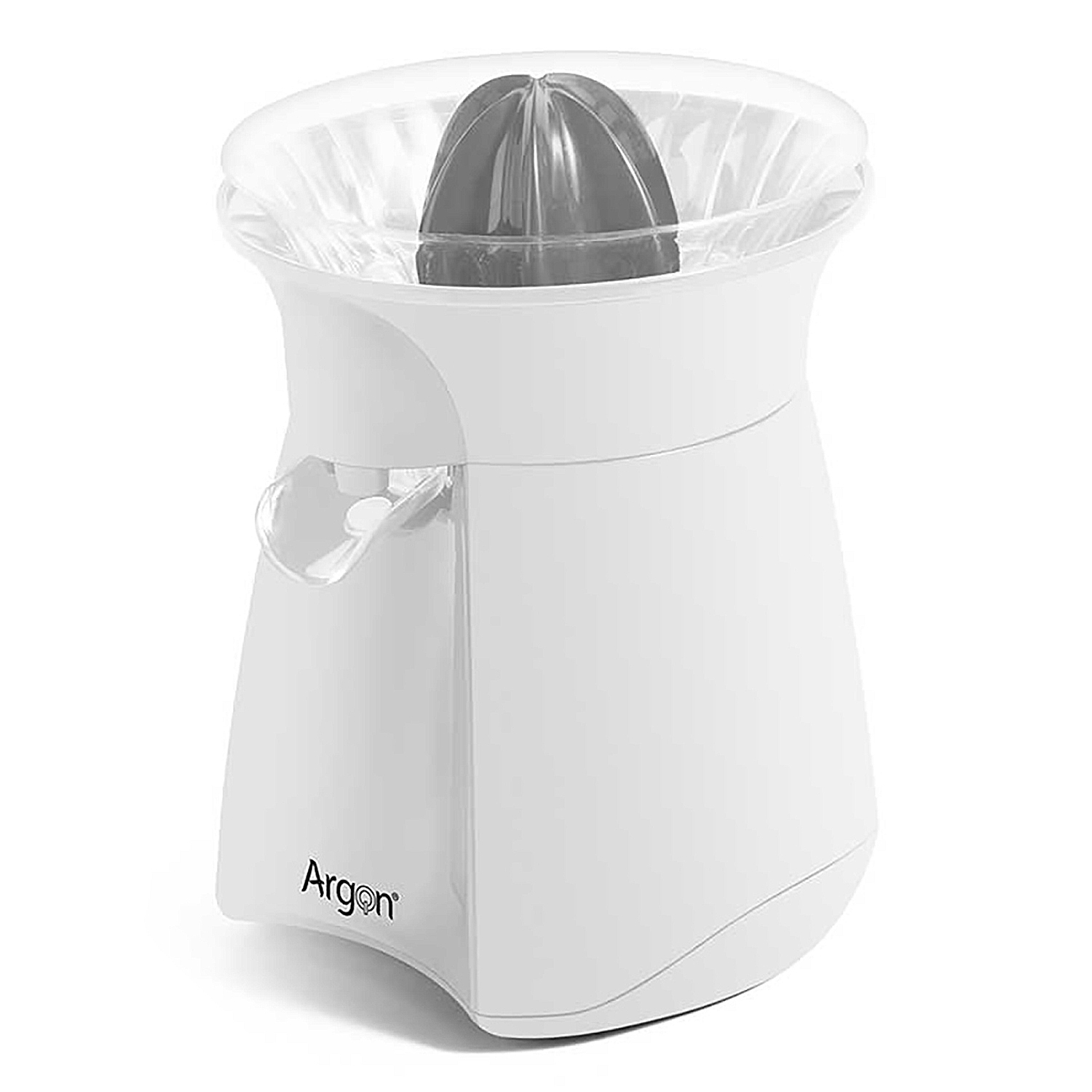Uno spremiagrumi Argon bianco con il marchio sul davanti.
