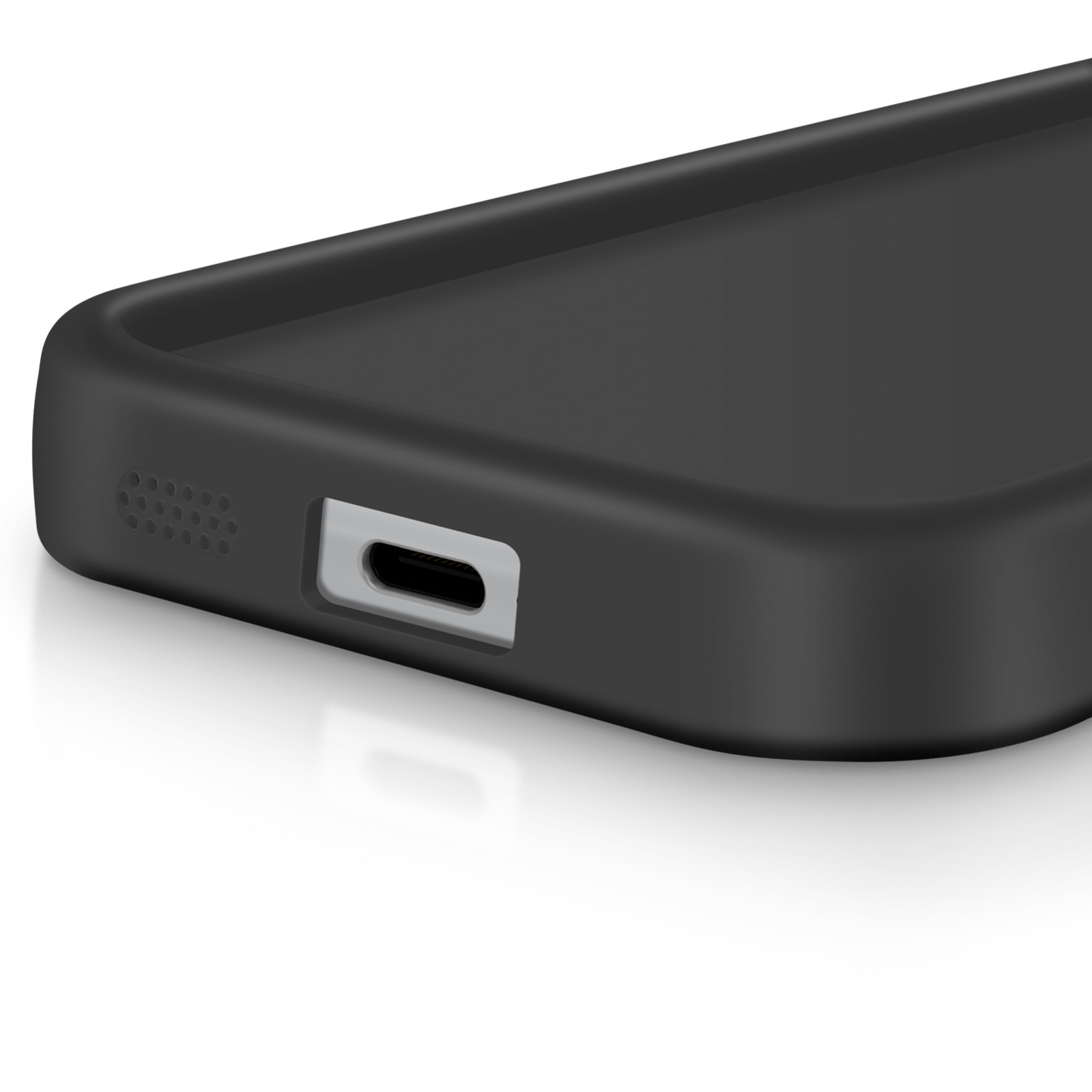 Coque noire avec port de charge. Gros plan.