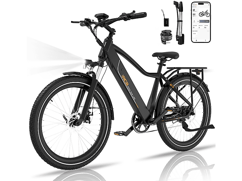 RCB G5 Citybike (Laufradgröße: 27,5 Zoll, Unisex-Rad, 468Wh, Schwarz)