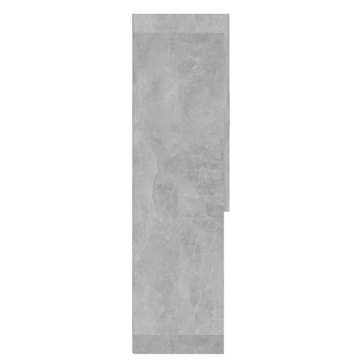 Seitenansicht eines grauen Schranks, die Textur und Form zeigend. Es hat ein betonartiges Aussehen.
