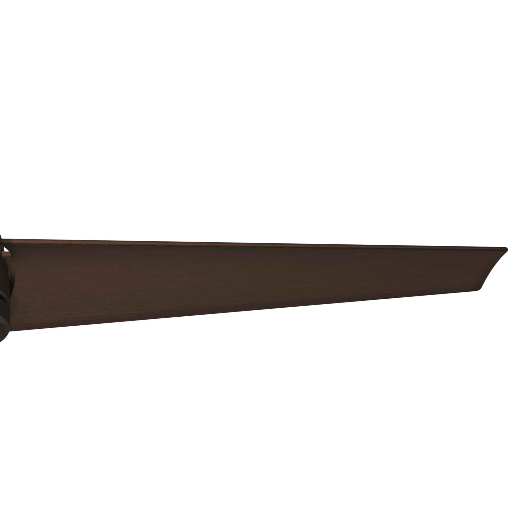 Nahaufnahme eines dunkelbraunen Deckenventilatorflügels. Die Klinge ist einfarbig.