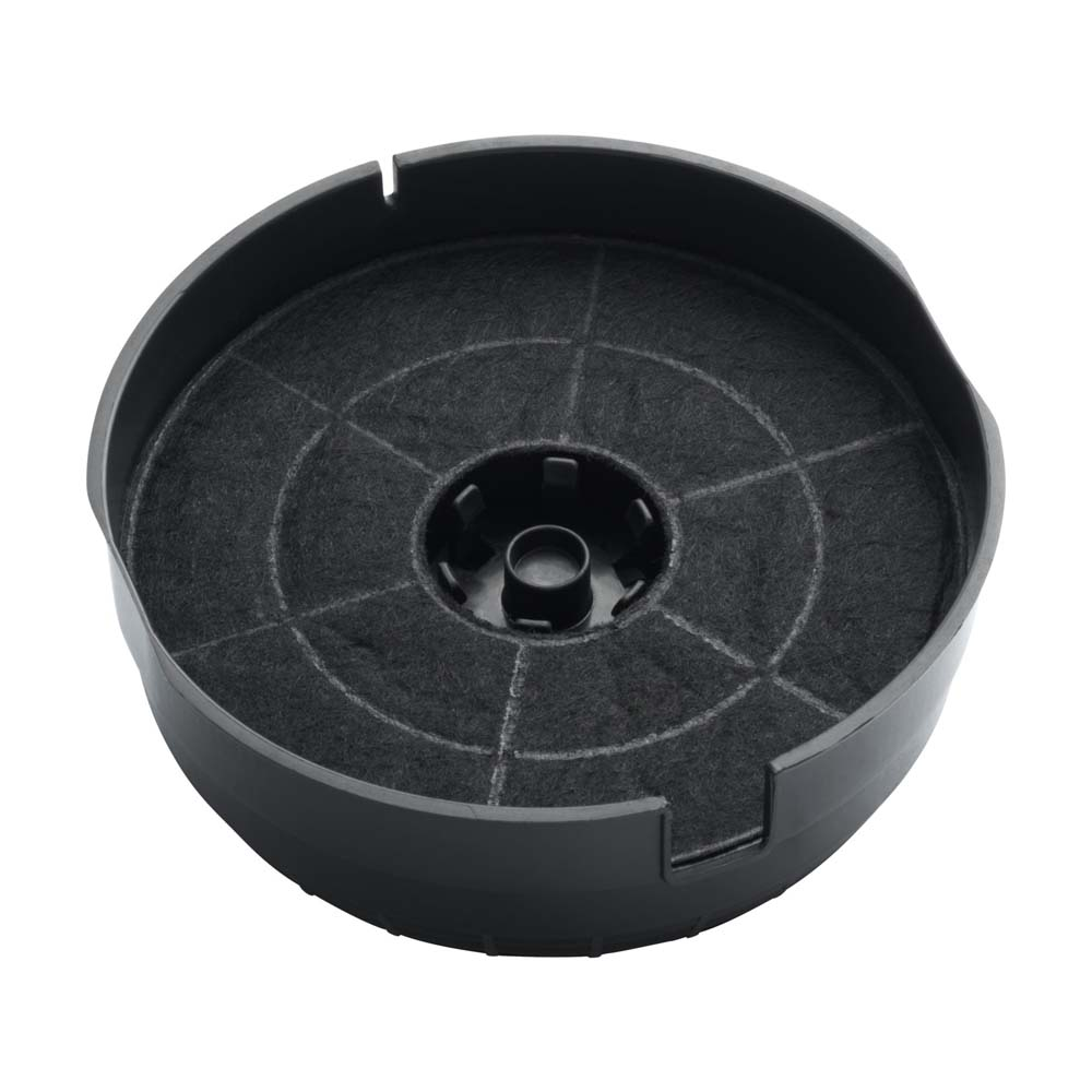 Un filtro a carbone nero cilindrico con un filtro circolare all'interno.
