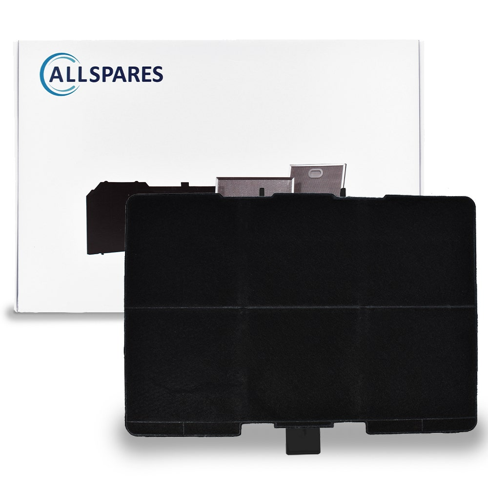 Schwarzer Luftfilter, rechteckig, mit weißem Allspares-Logo auf weißem Hintergrund.