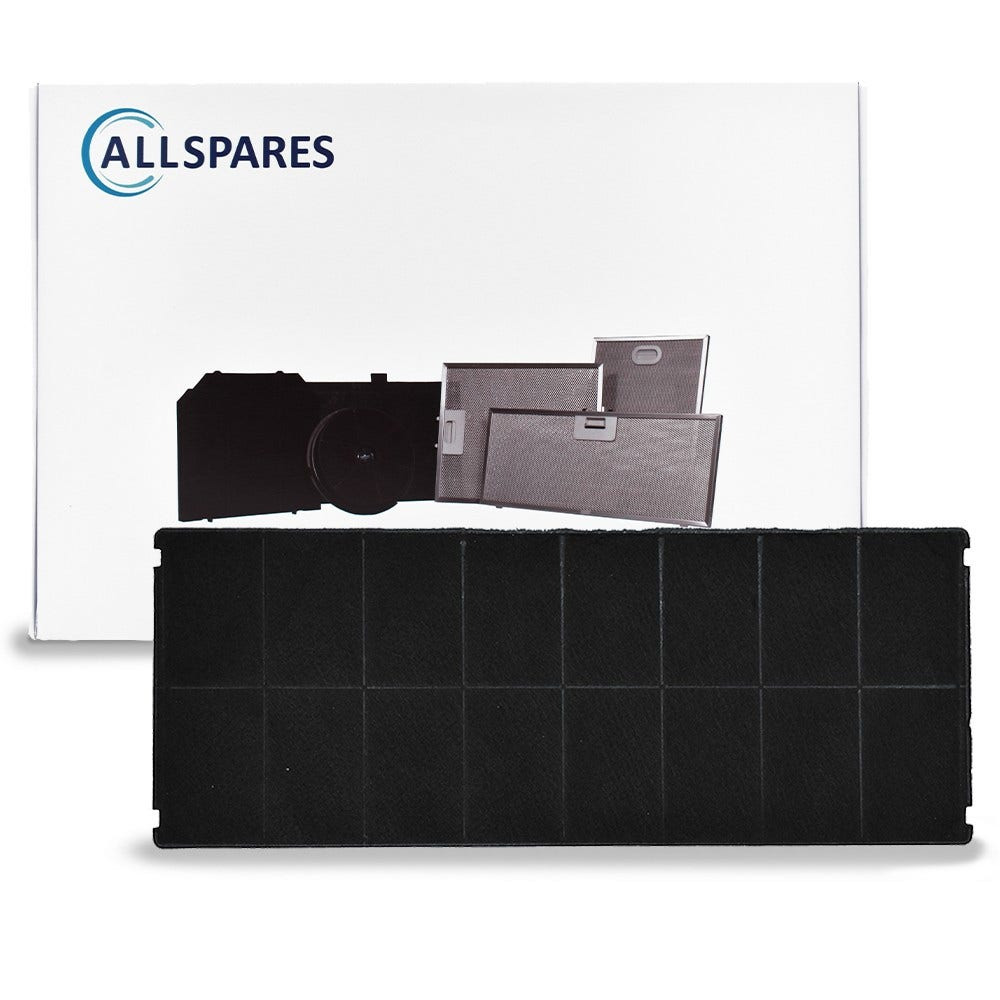 Ein schwarzer Aktivkohlefilter wird mit einer Verpackung mit ALLSPARE-Logo angezeigt.