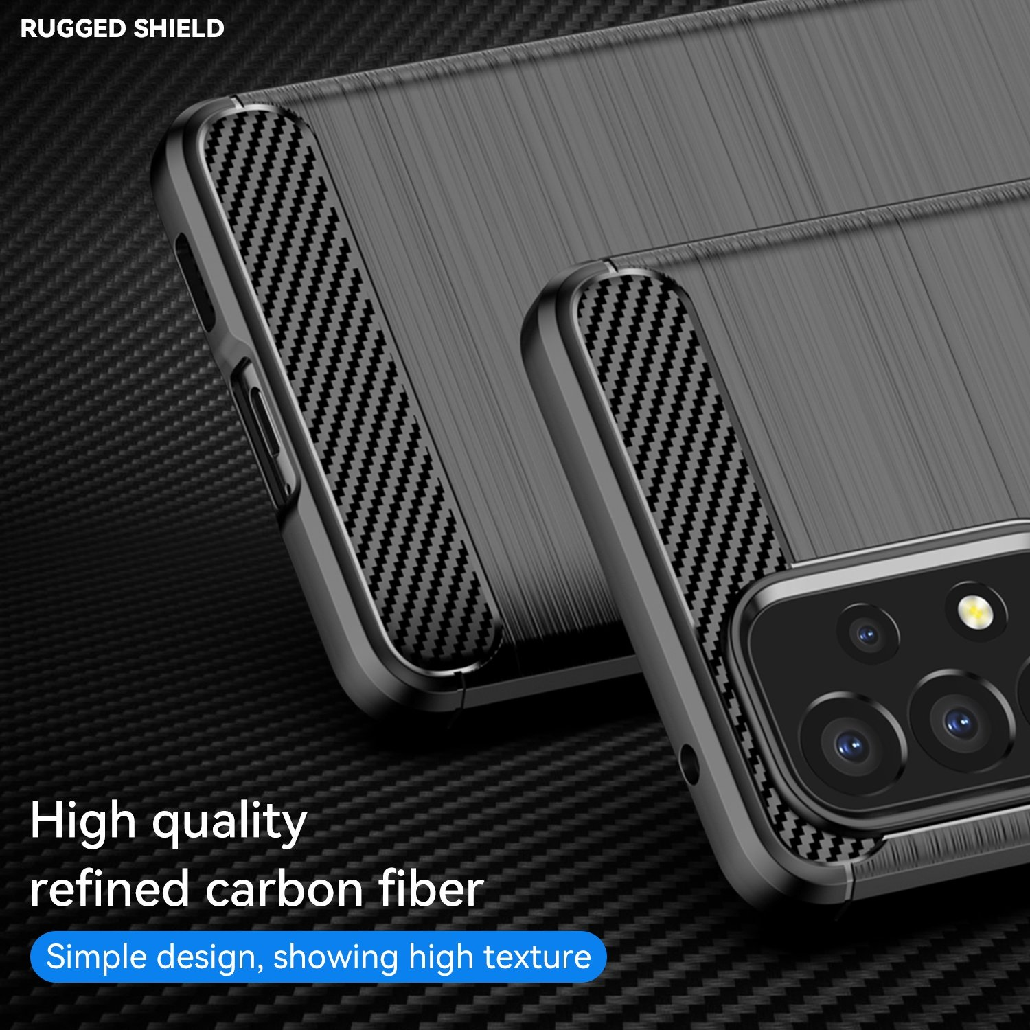 Partes separadas de teléfono y funda. Teléfono negro y su funda.