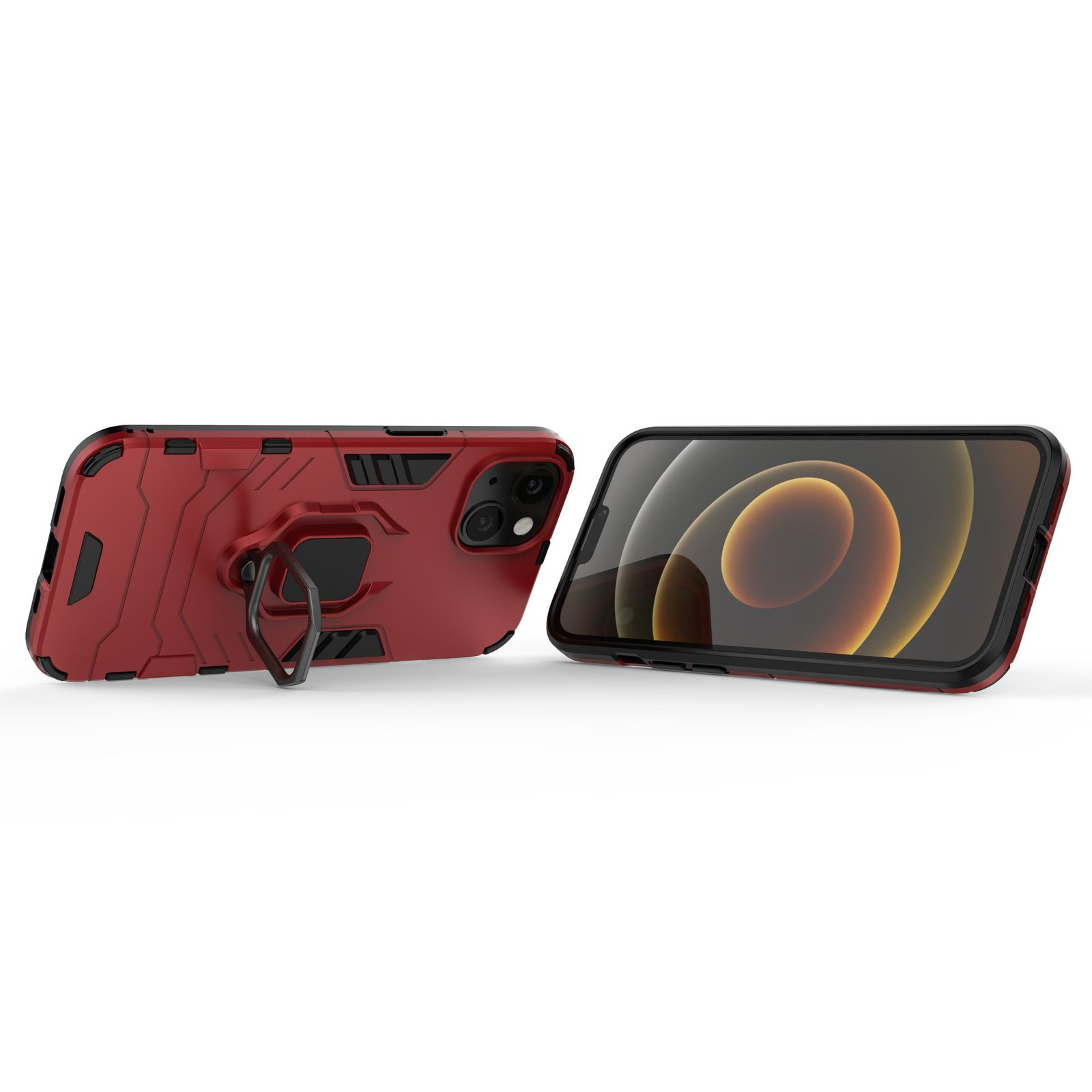 Funda roja con soporte de anillo.