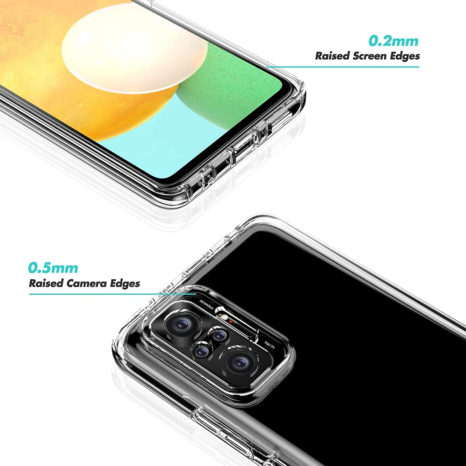 Funda de teléfono con bordes de pantalla y cámara elevados. Funda transparente.