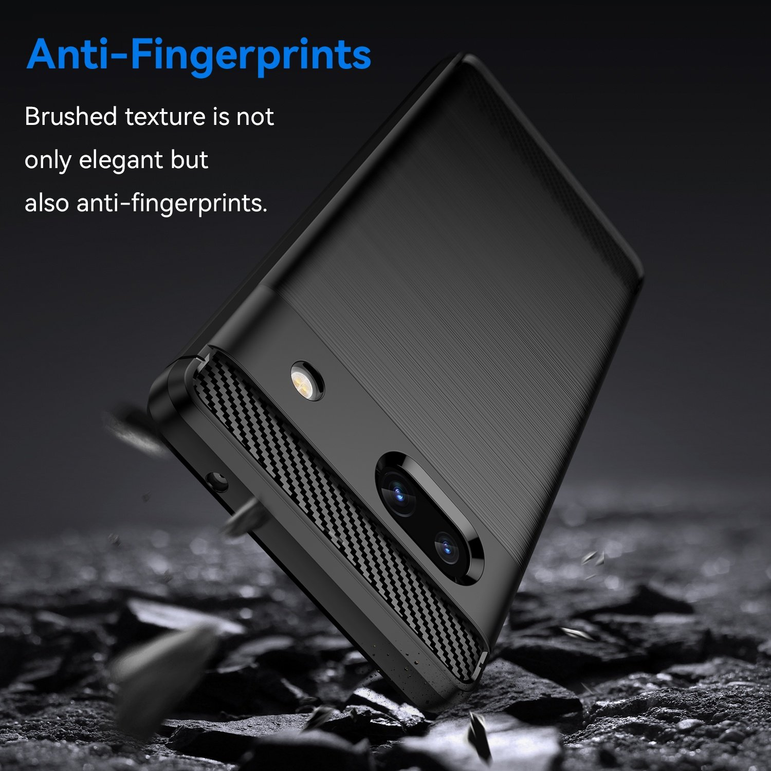 Funda roja con un teléfono. El teléfono tiene un anillo y es rojo y negro.
