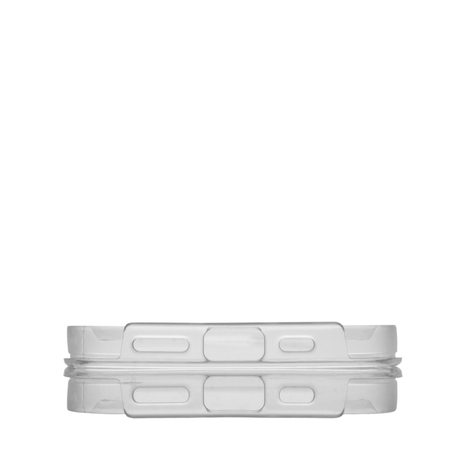 Dos fundas de teléfono transparentes apiladas. La forma del teléfono es visible a través de la funda.